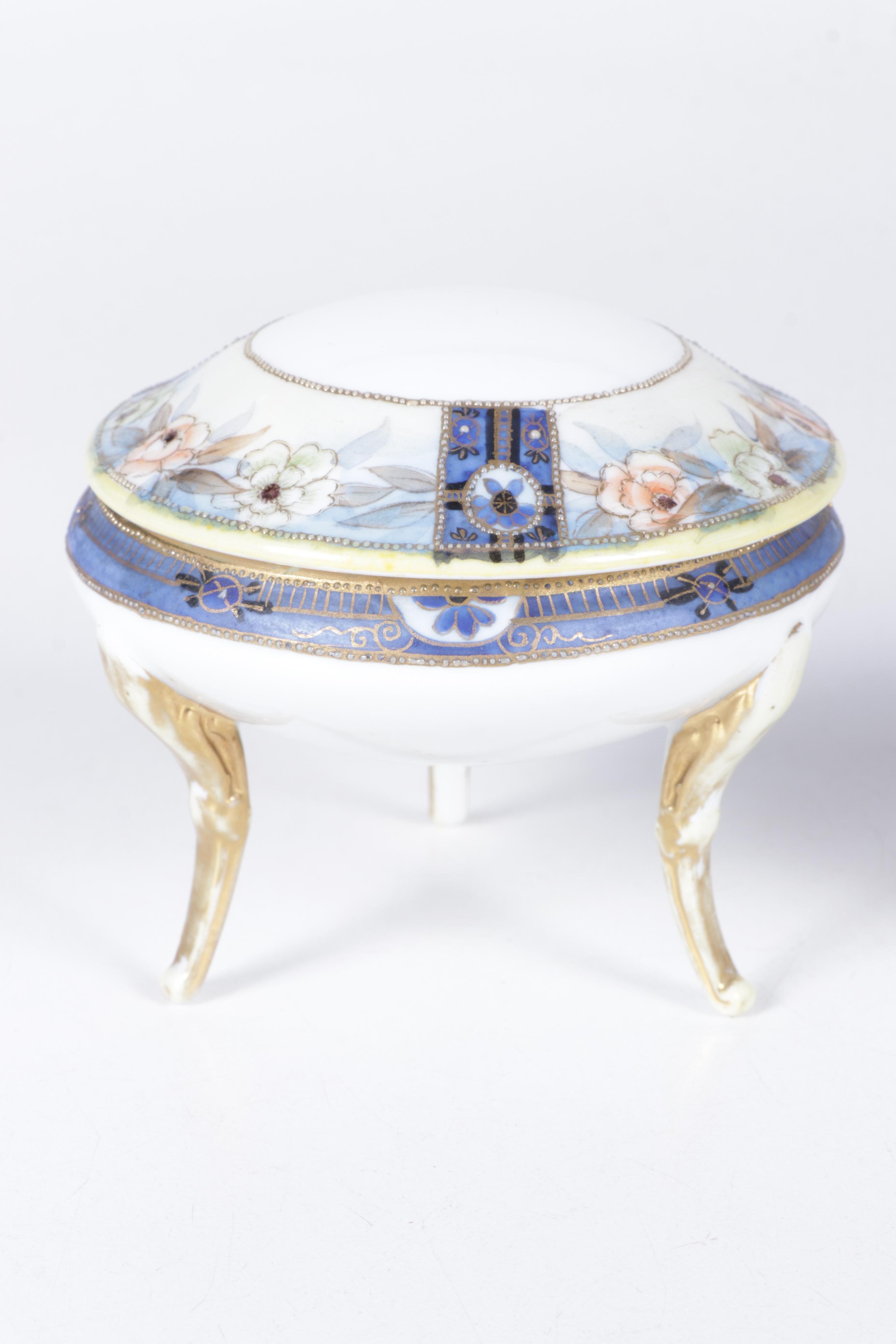 European Porcelain Hair Receivers and Vanity Boxes Featuring Haviland and More