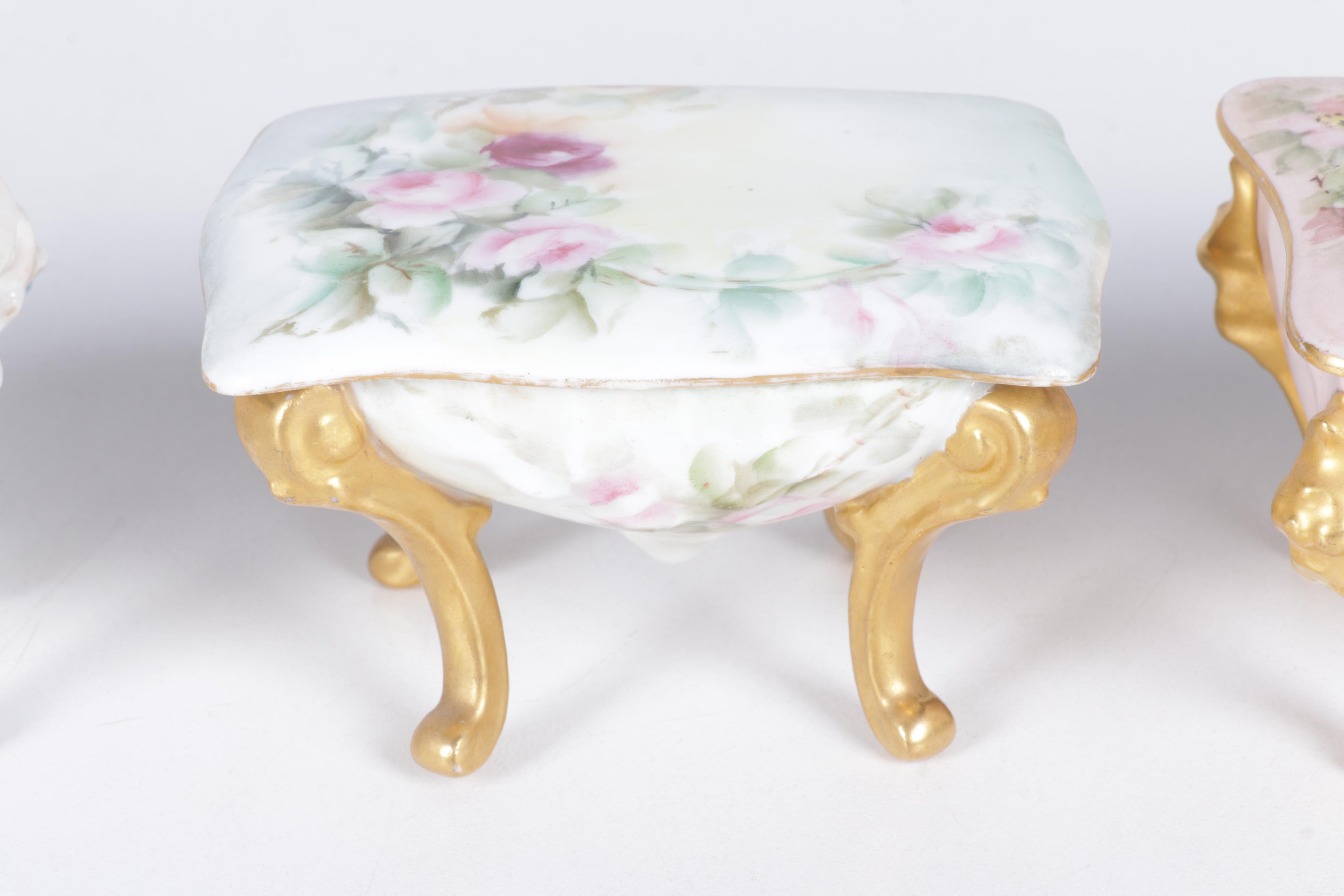 European Porcelain Hair Receivers and Vanity Boxes Featuring Haviland and More