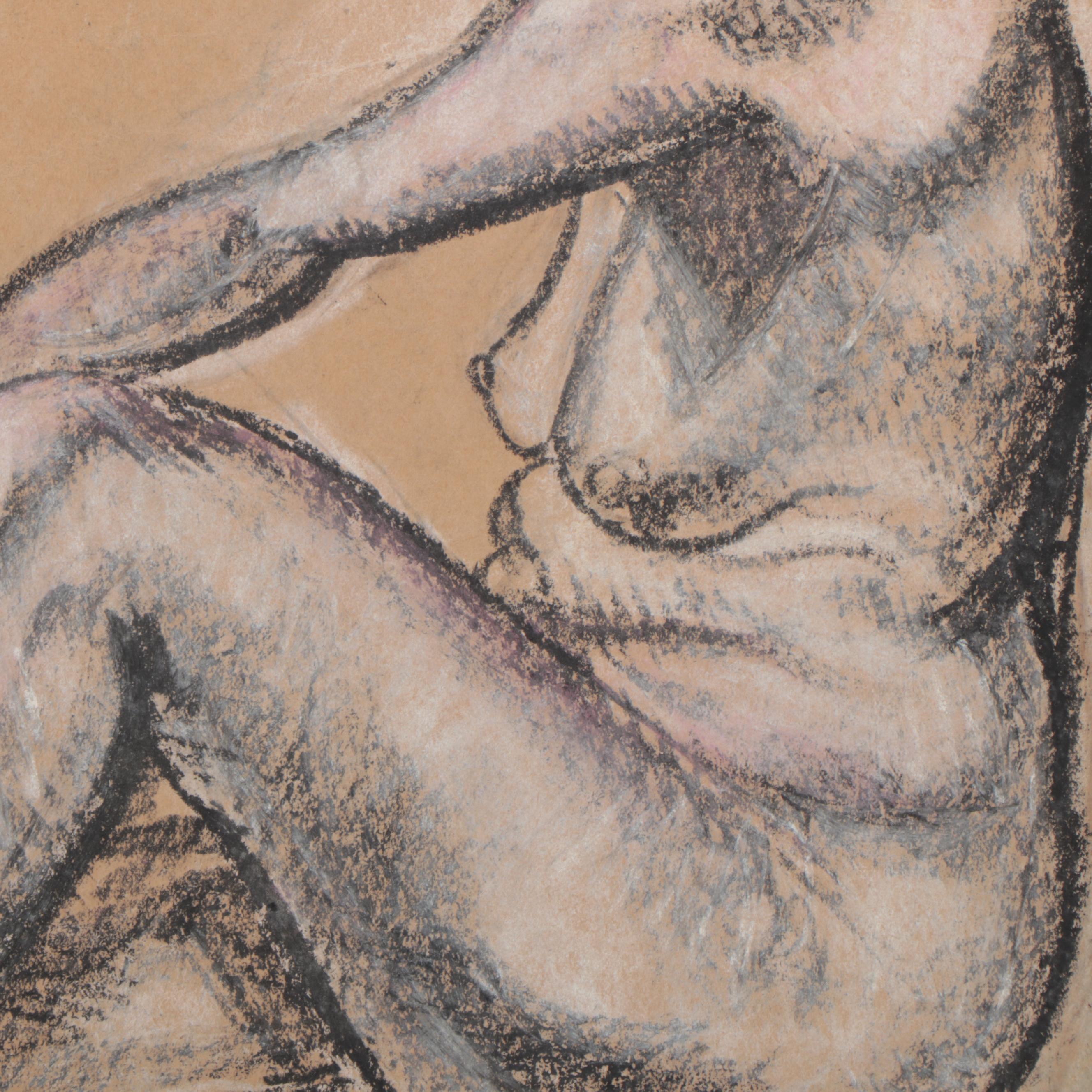 Hayley Lever Figure Drawing of Seated Female Nude