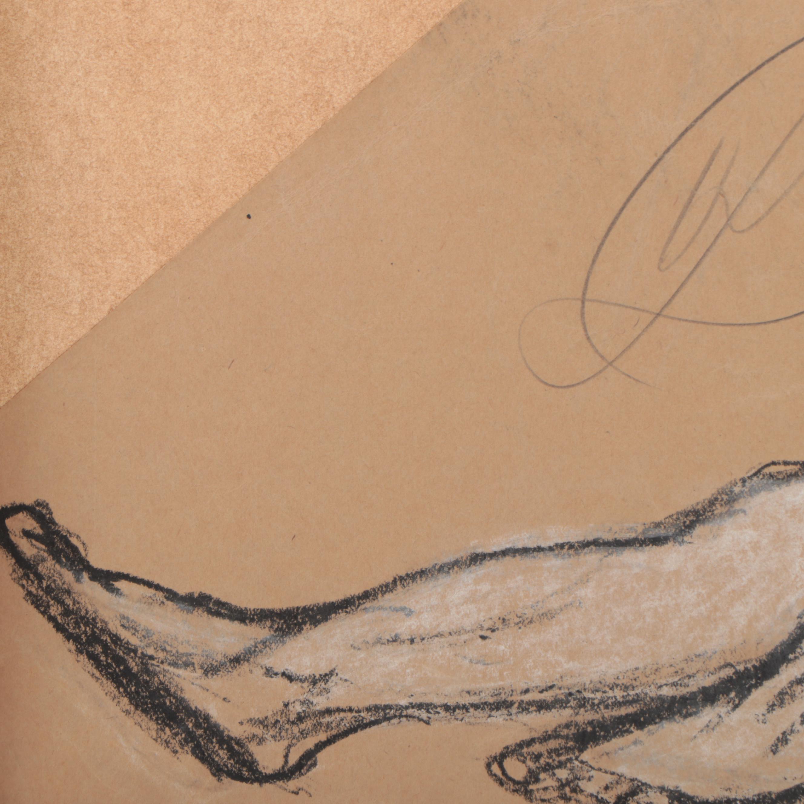 Hayley Lever Figure Drawing of Seated Female Nude