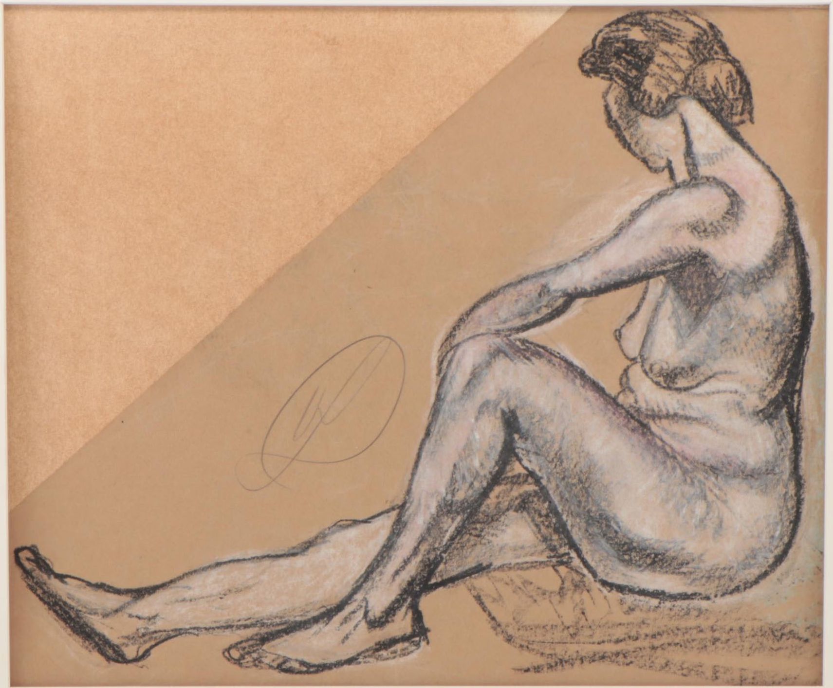 Hayley Lever Figure Drawing of Seated Female Nude
