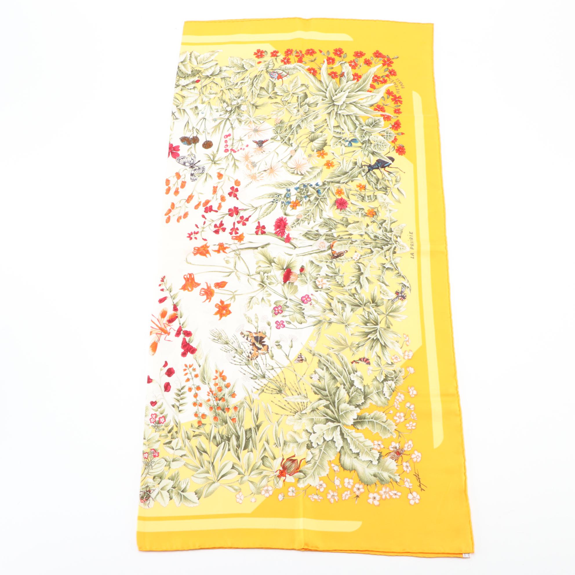 Hermès "La Prairie" Scarf in Silk Twill