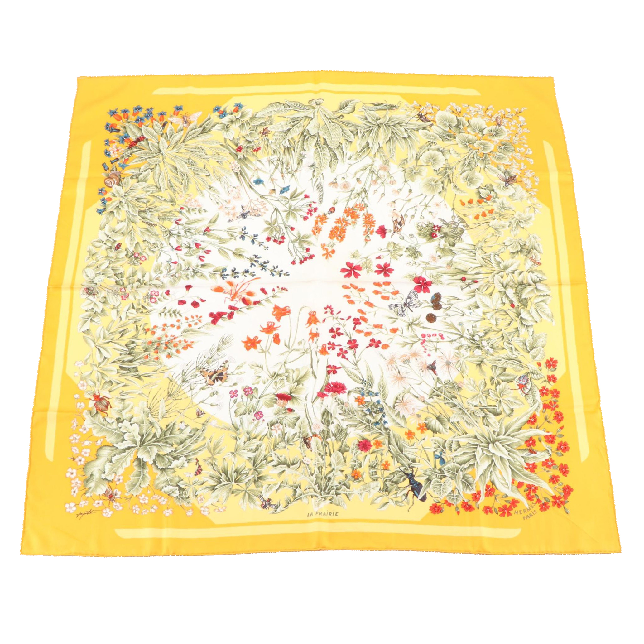 Hermès "La Prairie" Scarf in Silk Twill
