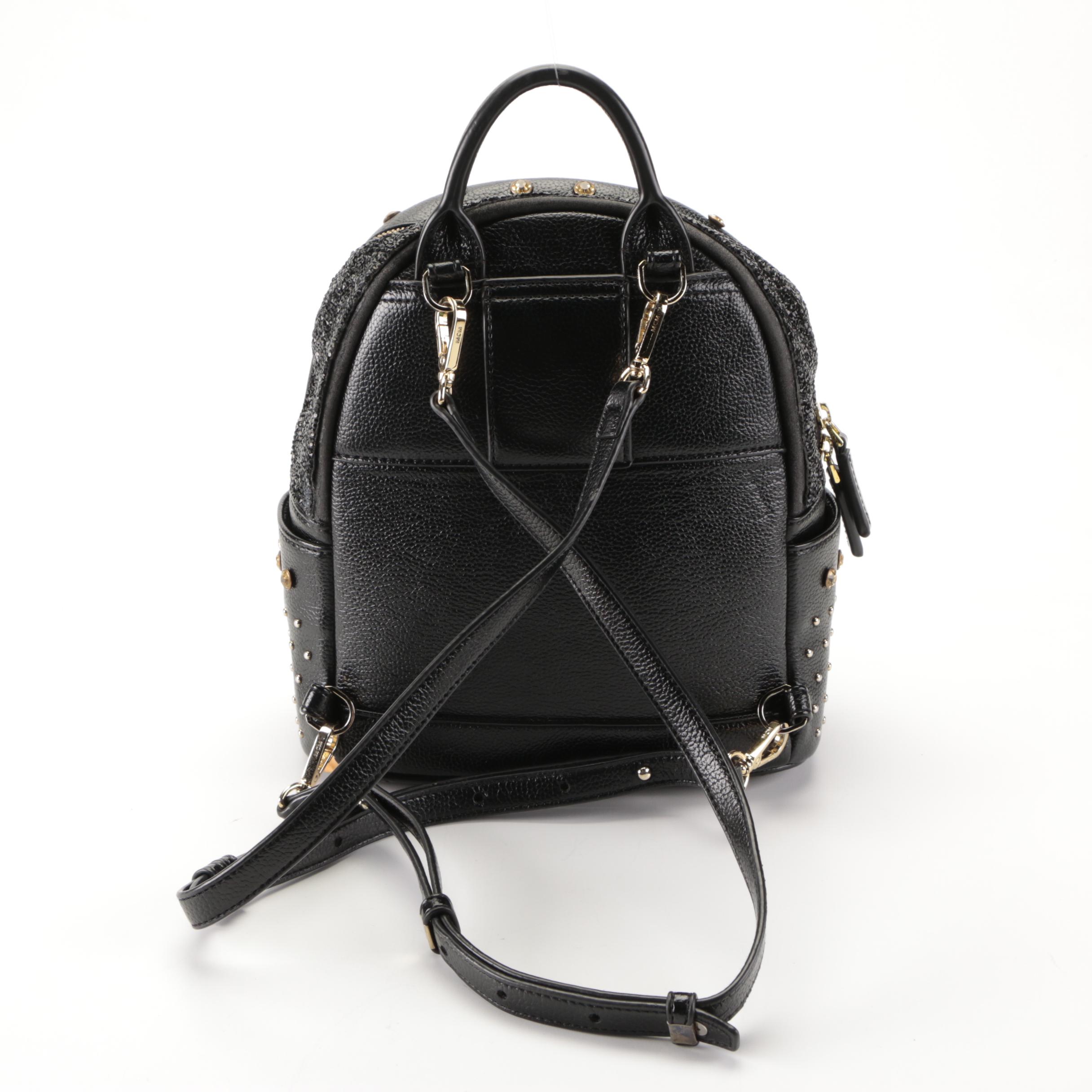 MCM Stark Kristal X-Mini Backpack in Black Embellished Leather
