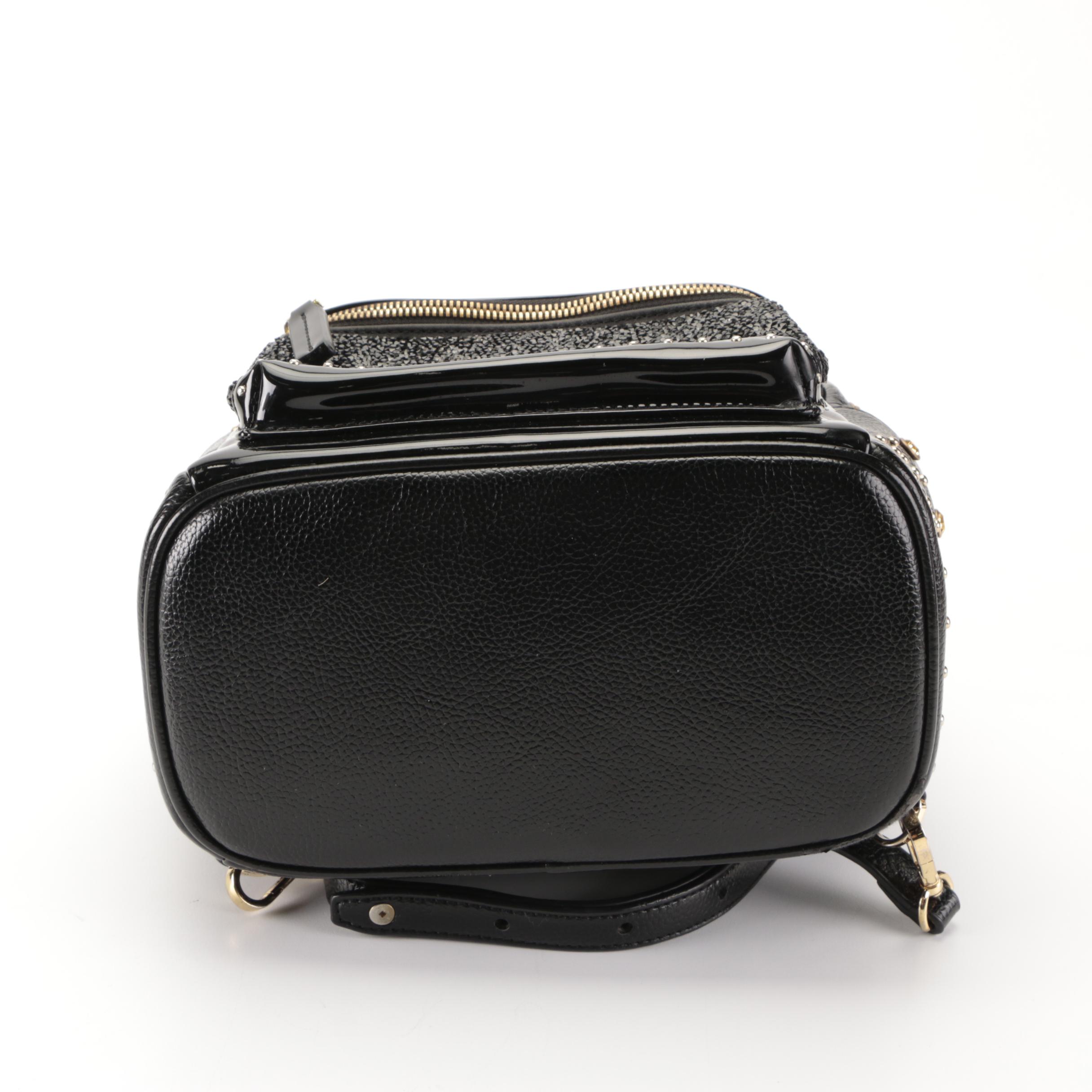 MCM Stark Kristal X-Mini Backpack in Black Embellished Leather