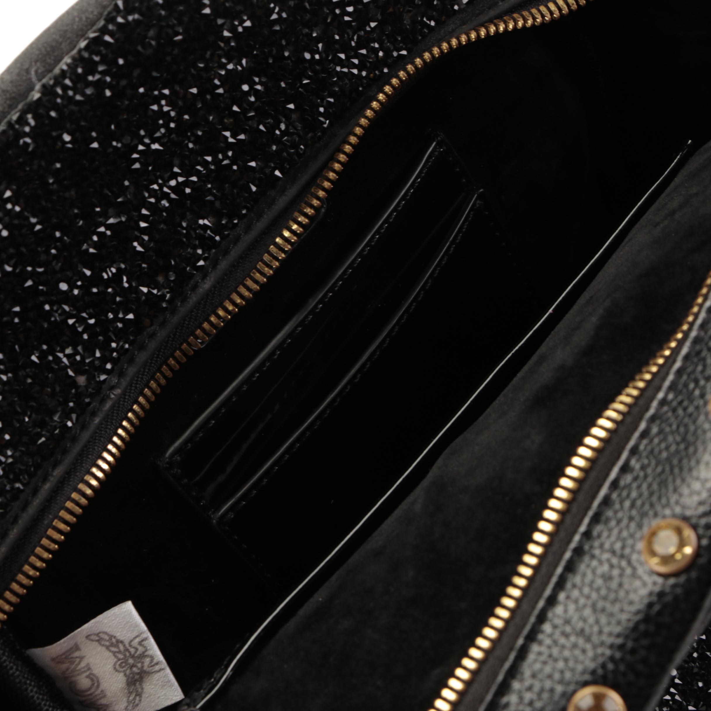 MCM Stark Kristal X-Mini Backpack in Black Embellished Leather