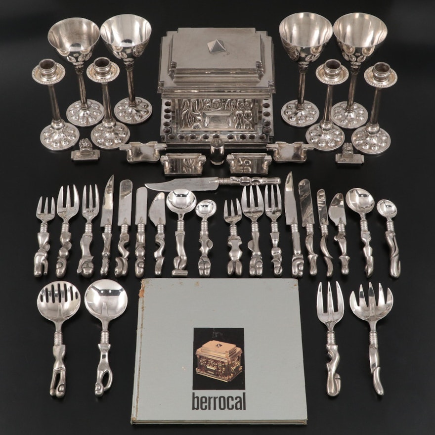 Miguel Berrocal "Il Cofanetto" Silver Plate Sculptural Table Setting, 1969-1975