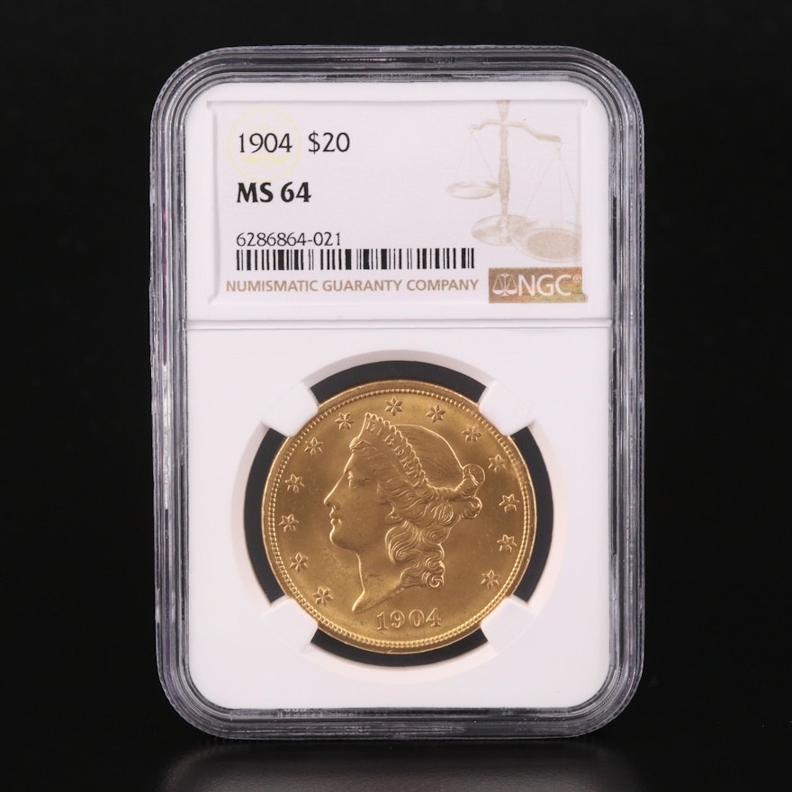 NGC Graded MS64 1904 Liberty Head $20 Gold Coin