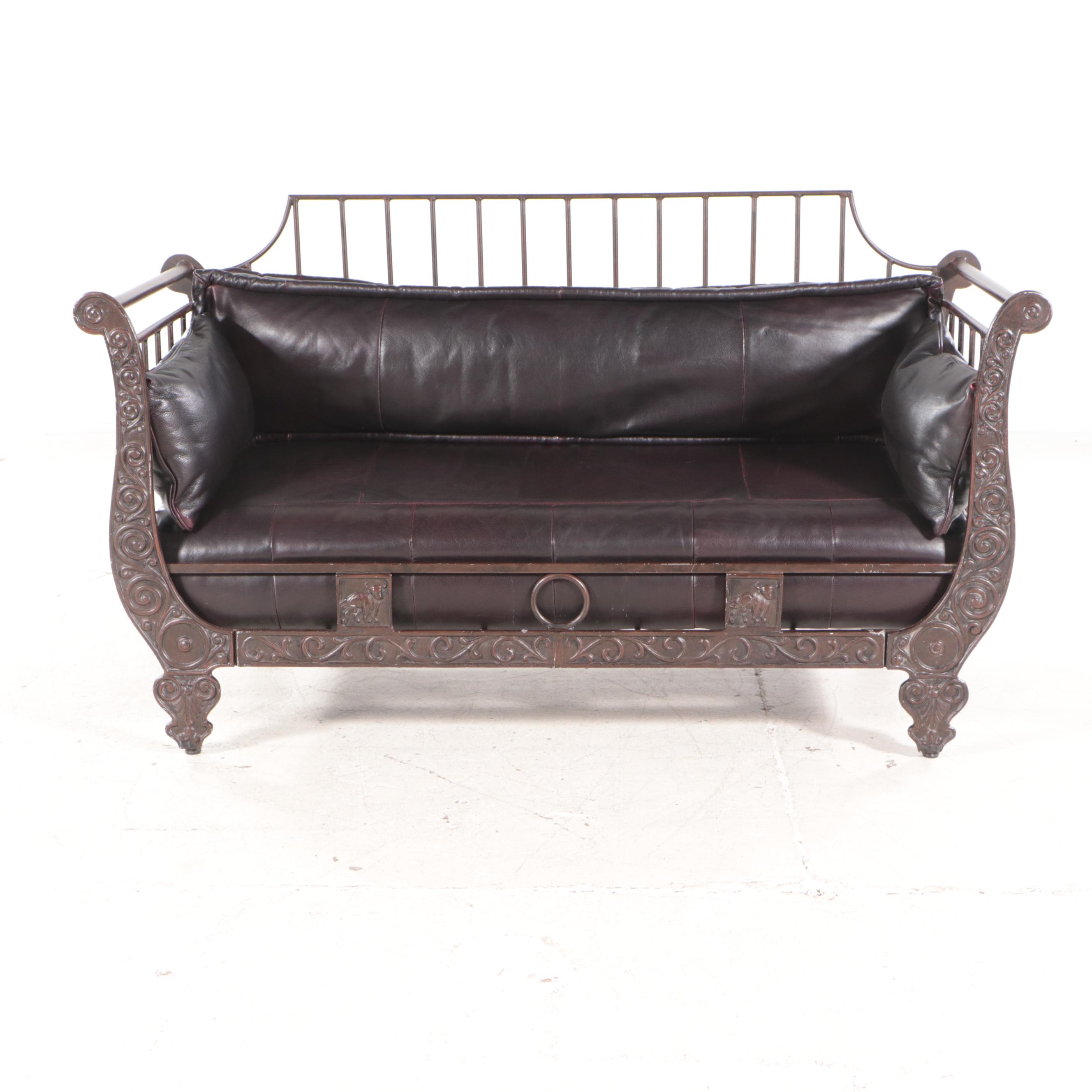 Thomasville Ernest Hemingway "Corrida" Cast Aluminum and Leather Sleigh Day Bed