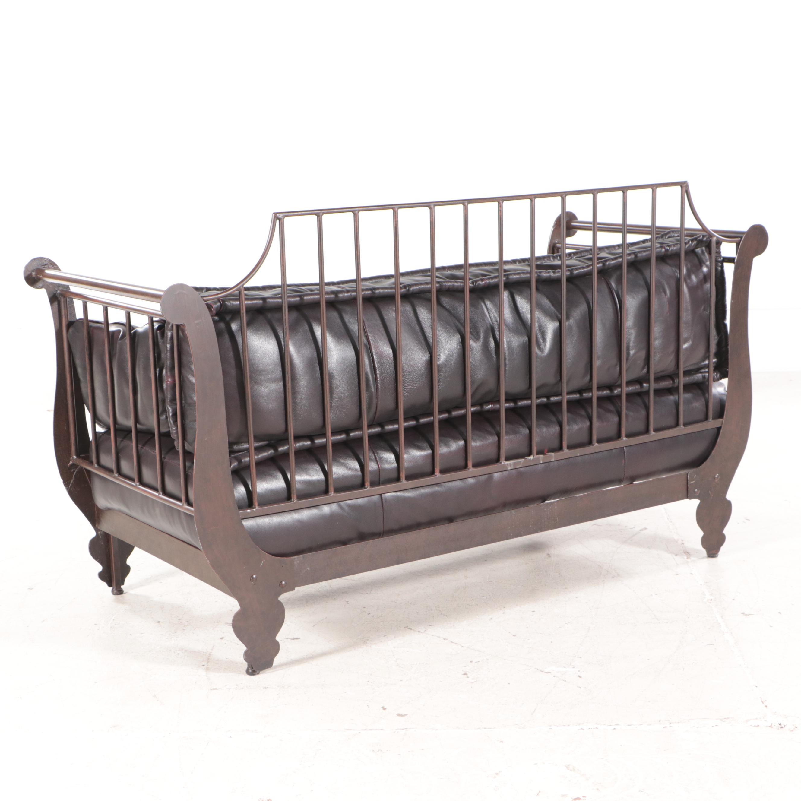 Thomasville Ernest Hemingway "Corrida" Cast Aluminum and Leather Sleigh Day Bed