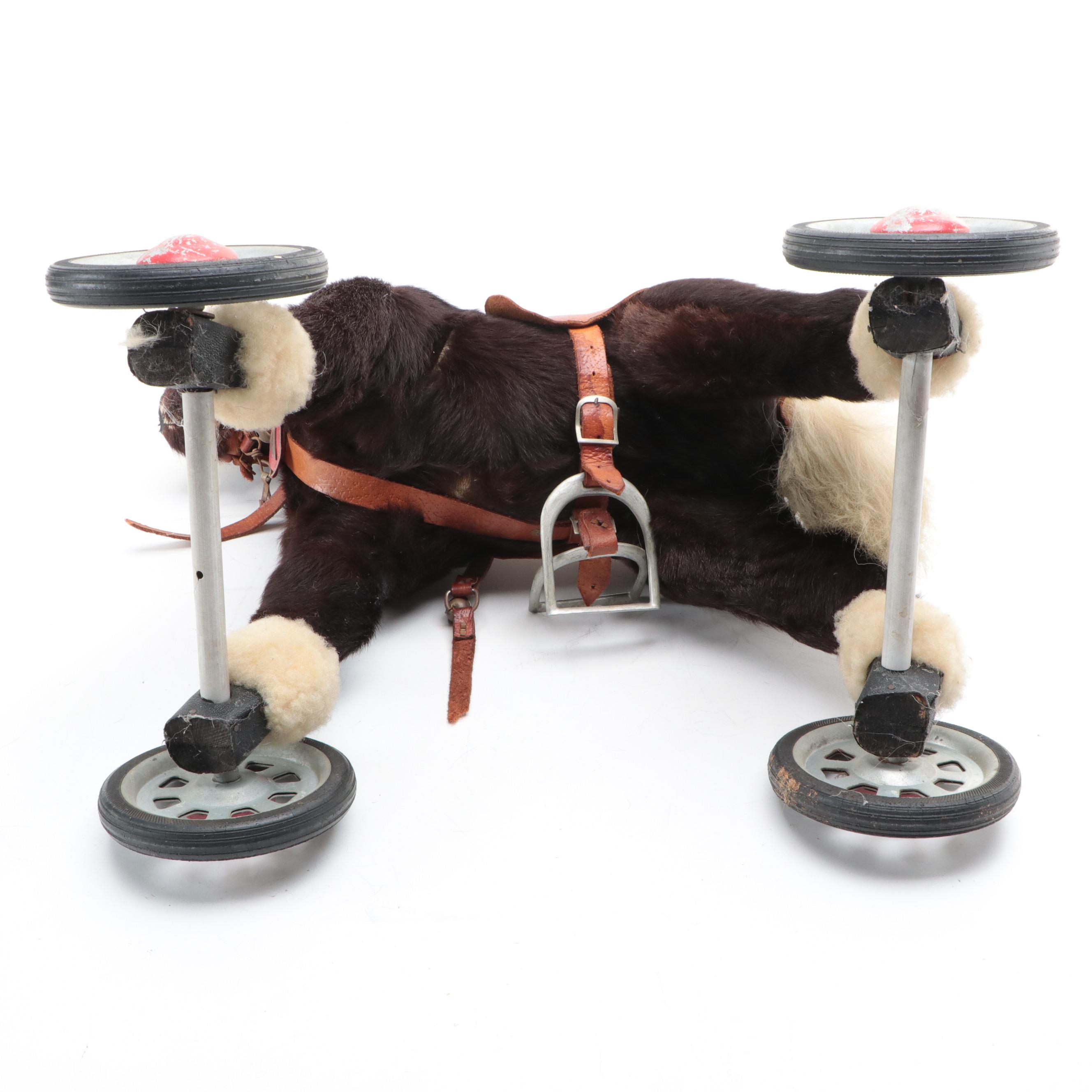 Steiff Type Mohair Horse Pull Toy, Early to Mid-20th Century