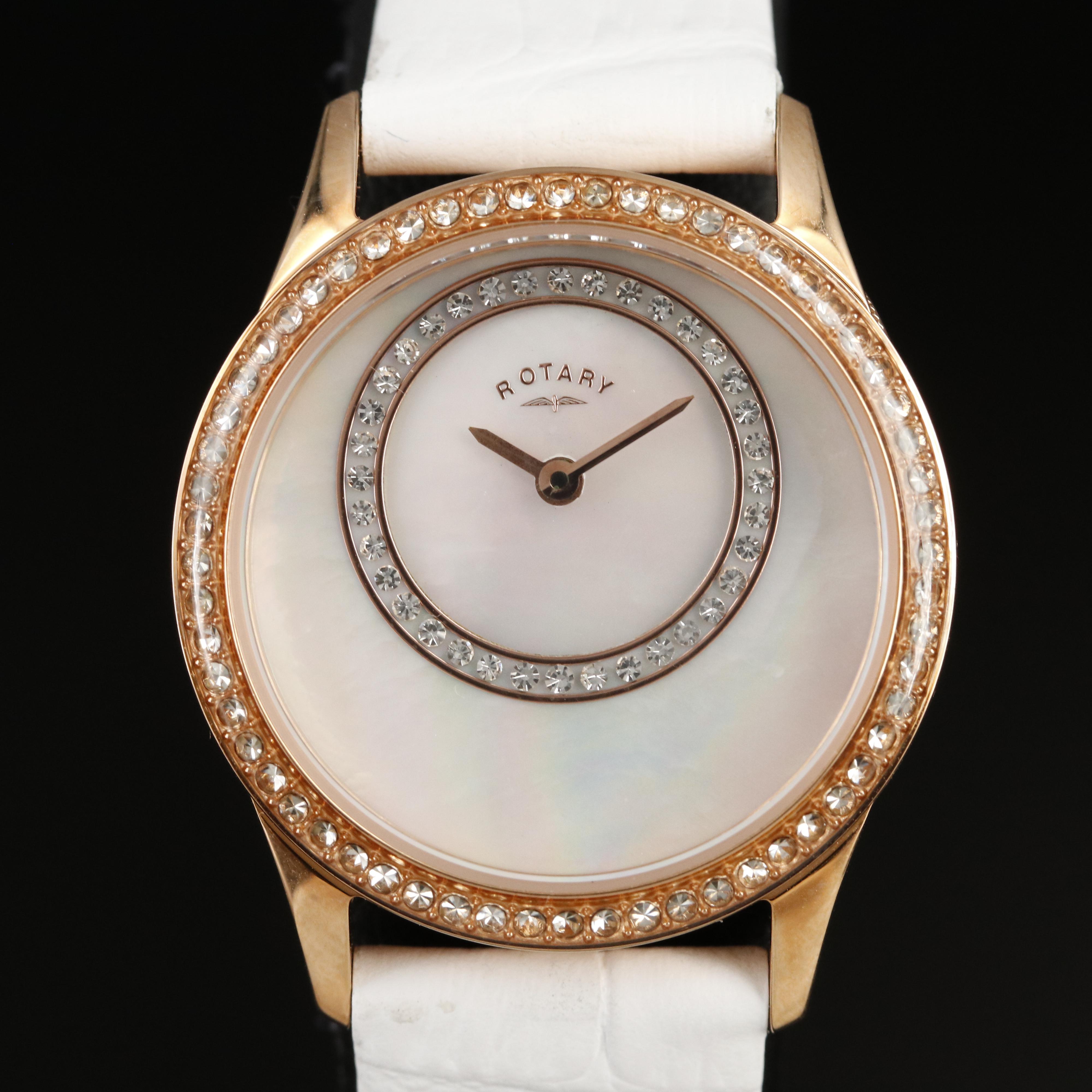 Rotary Quartz Wrist Watch with Mother-of-Pearl Dial