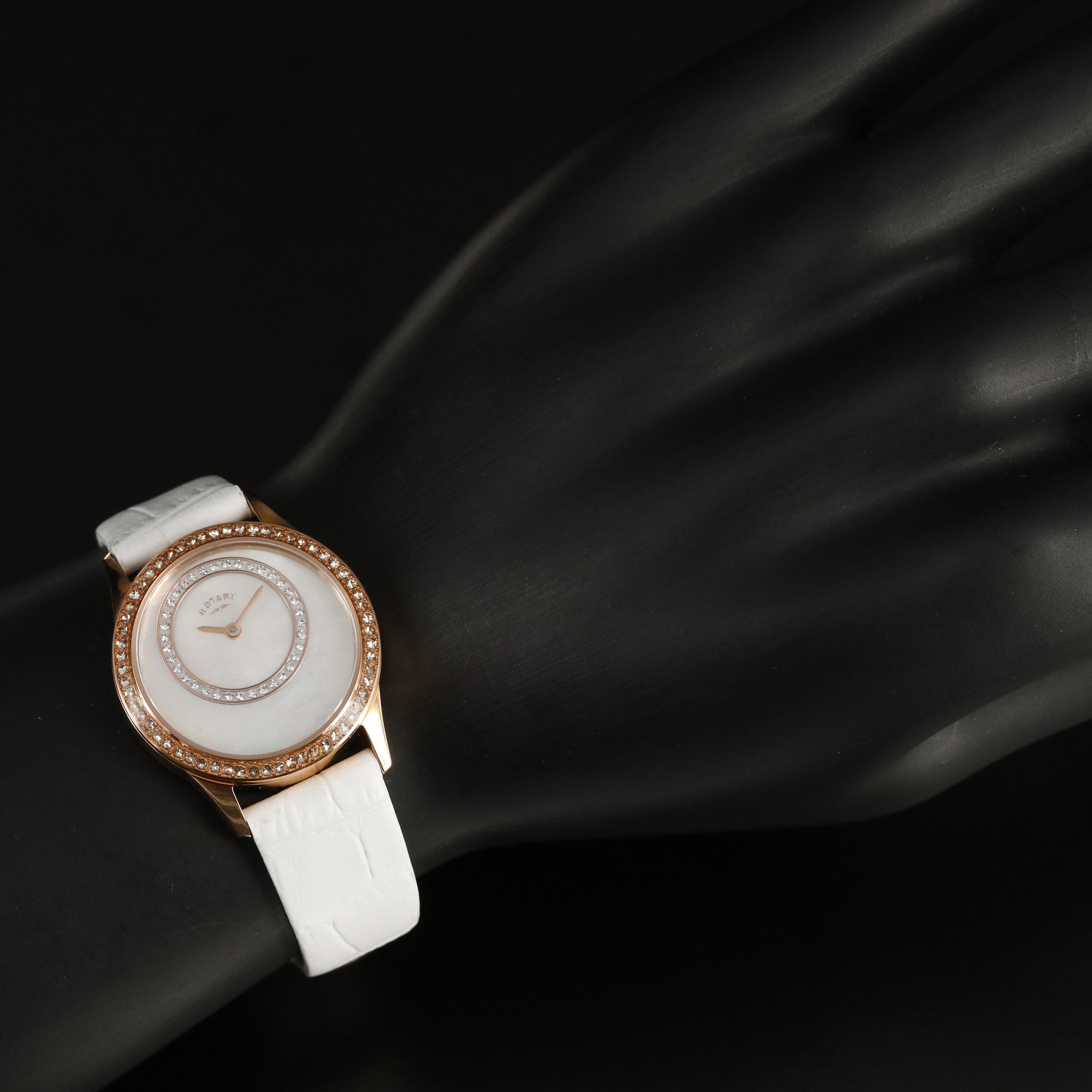 Rotary Quartz Wrist Watch with Mother-of-Pearl Dial