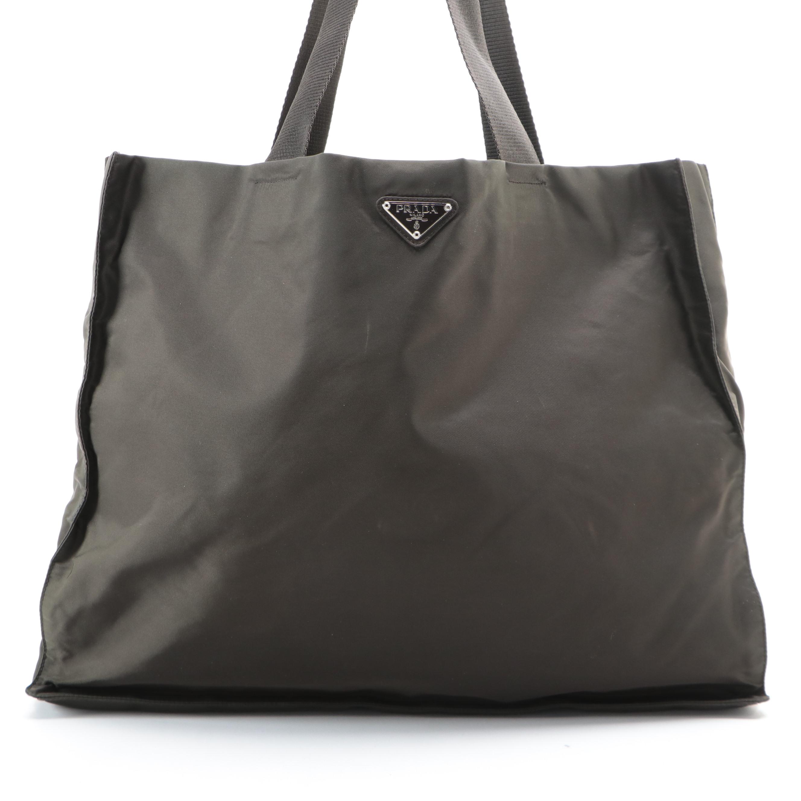 Prada Shoulder Tote in Brown Nylon Tessuto