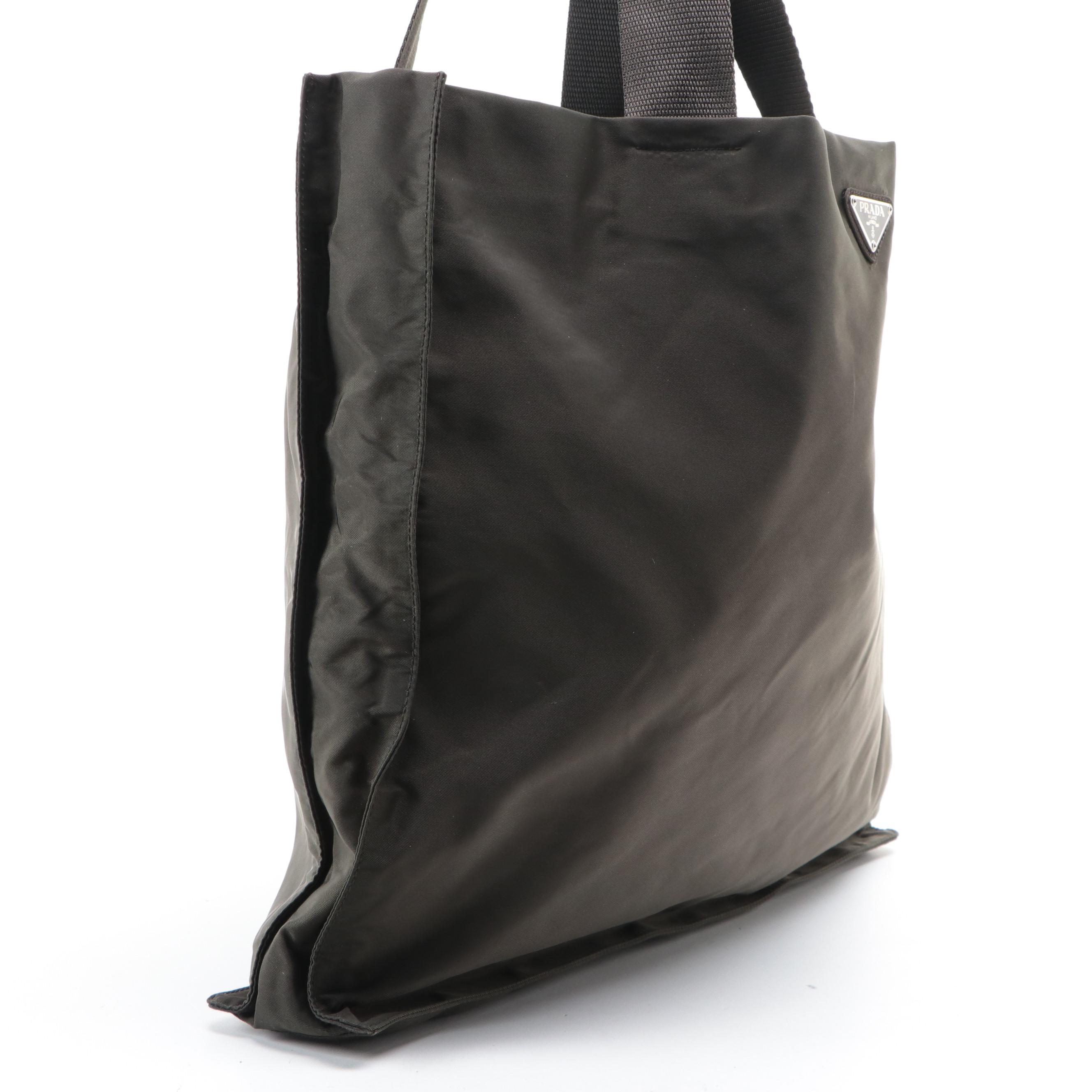 Prada Shoulder Tote in Brown Nylon Tessuto