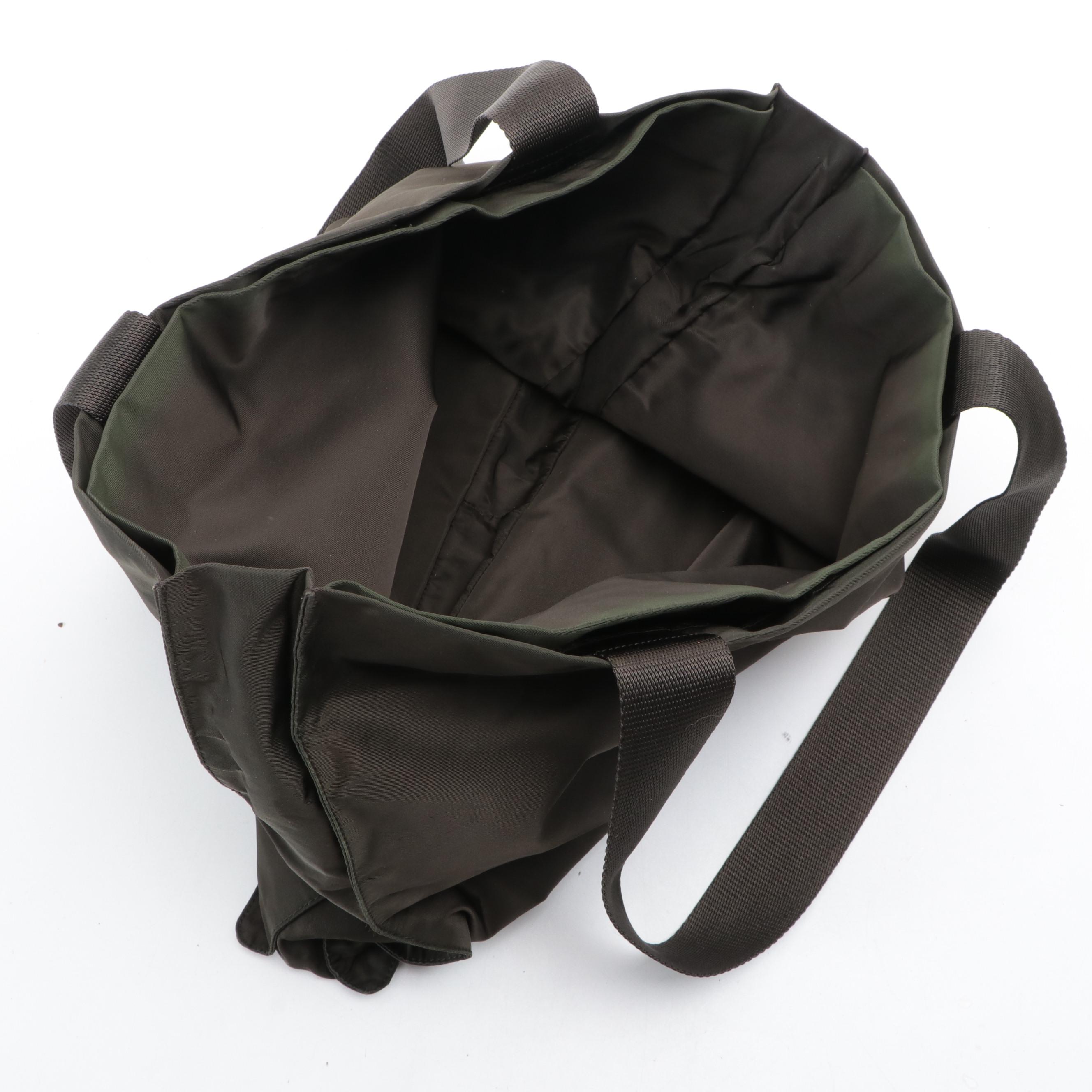 Prada Shoulder Tote in Brown Nylon Tessuto