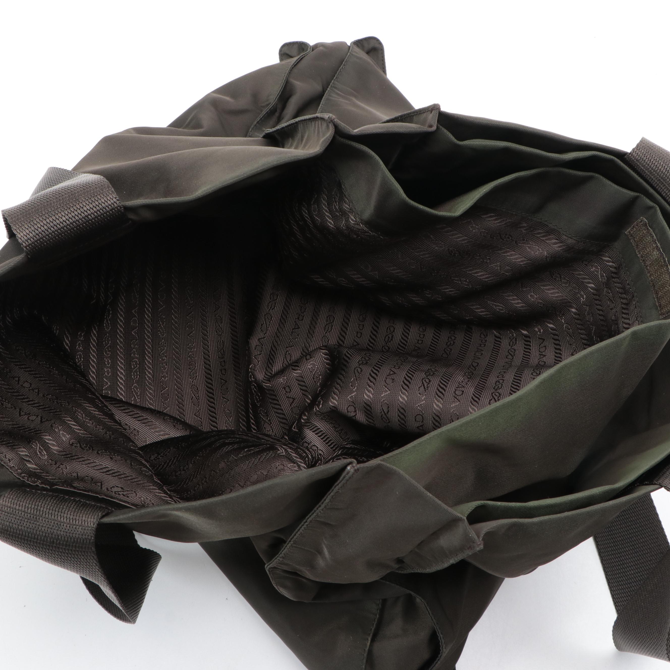 Prada Shoulder Tote in Brown Nylon Tessuto
