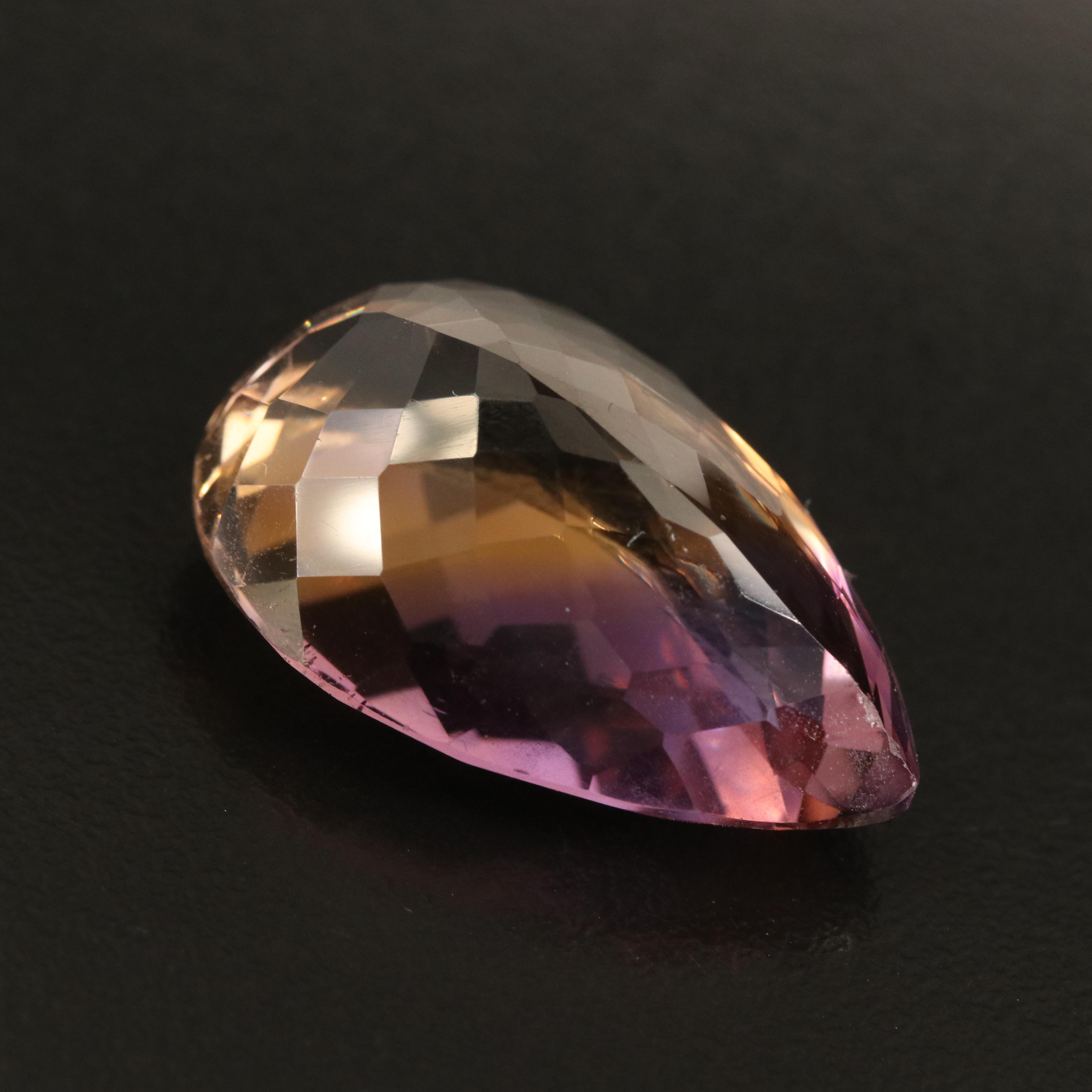 Loose 39.35 CT Pear Faceted Ametrine