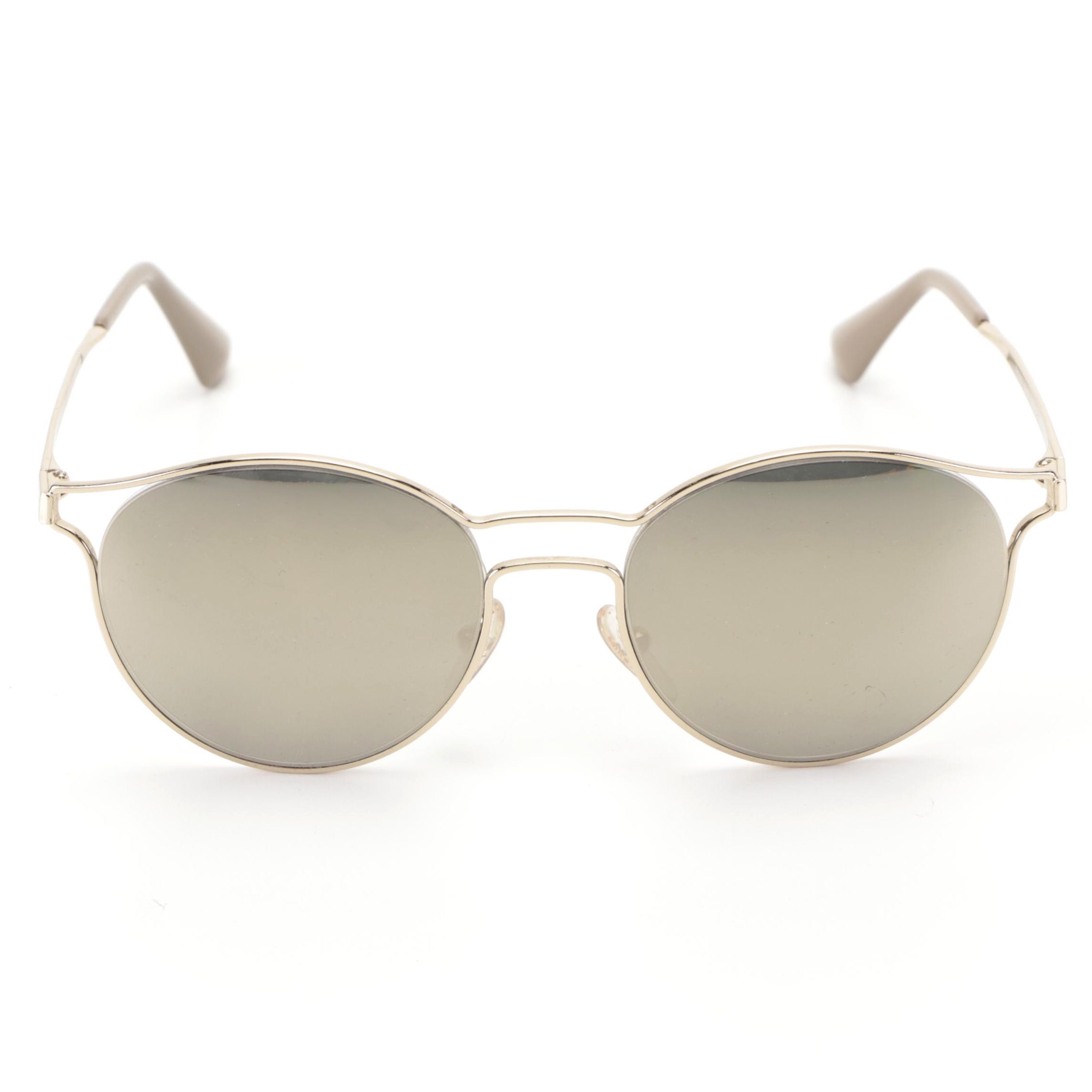 Prada SPR62S Round Wire Sunglasses with Mirrored Polarized Prescription Lenses