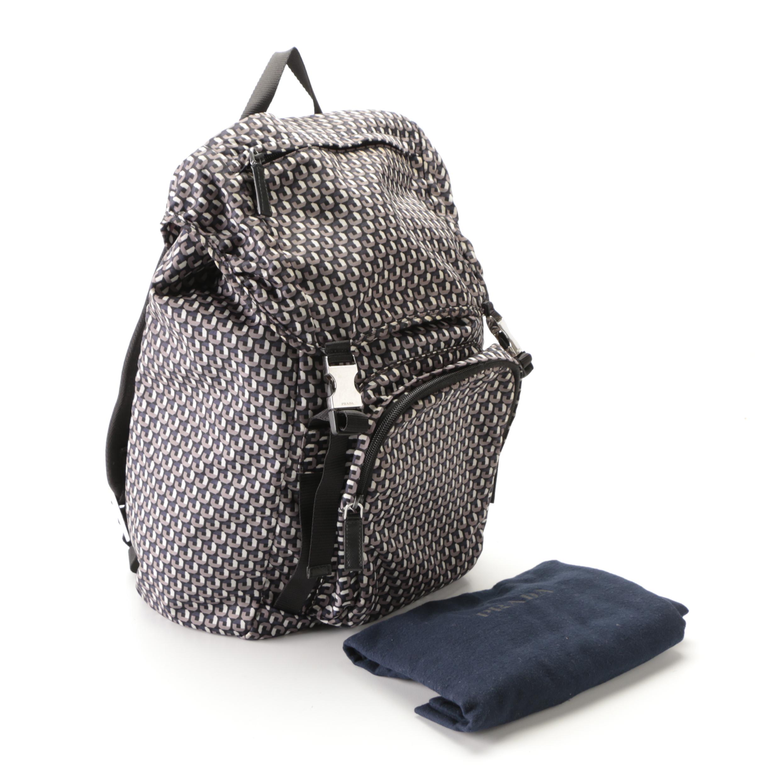 Prada Drawstring Backpack in Tessuto Stampato Print Nylon