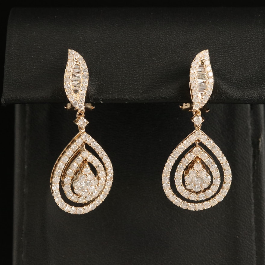 14K 2.89 CTW Diamond Pendant Earrings