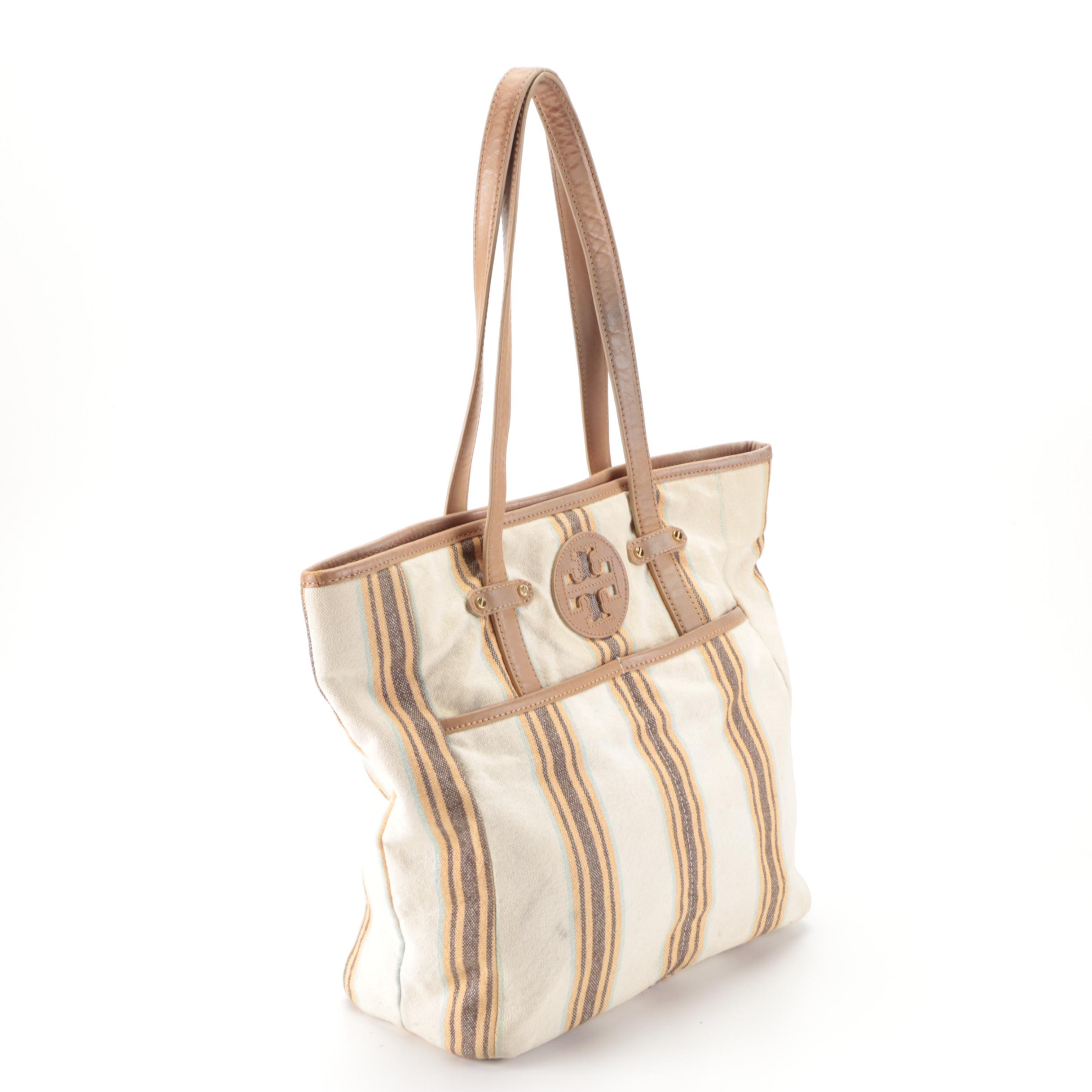Tory Burch Tote Bag in Canvas and Leather Trim