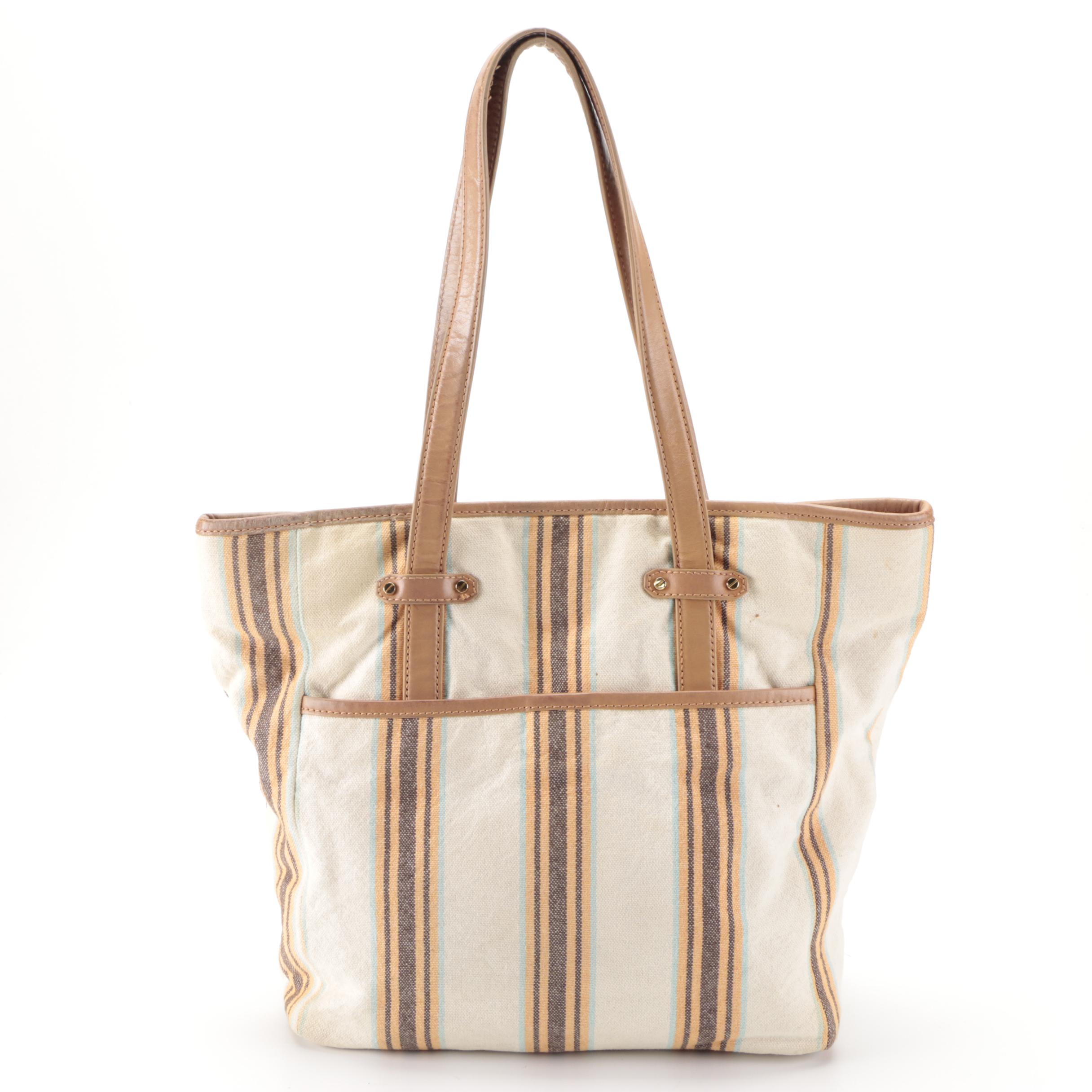 Tory Burch Tote Bag in Canvas and Leather Trim