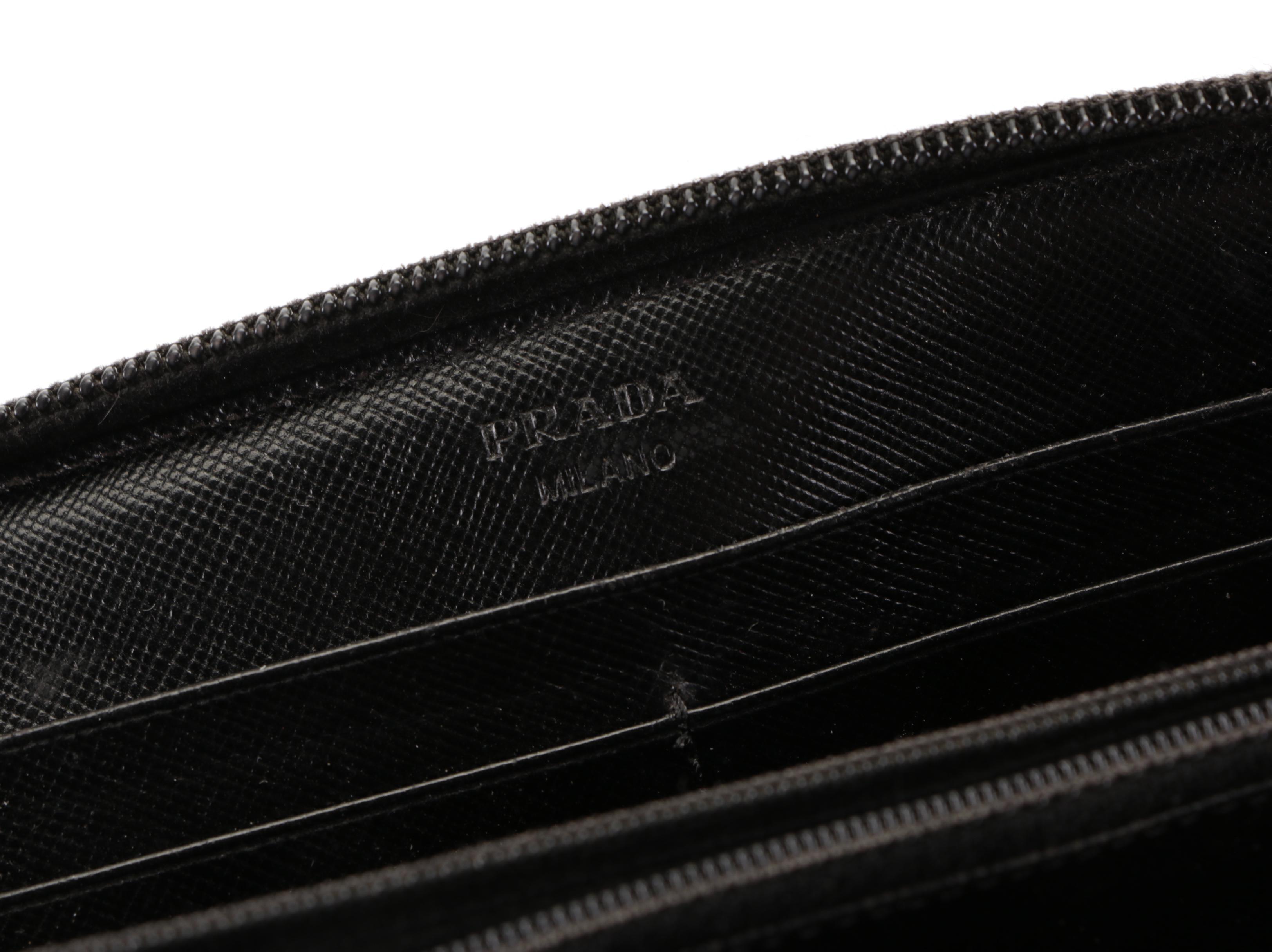 Prada Zip Around Wallet in Black Tessuto Nylon