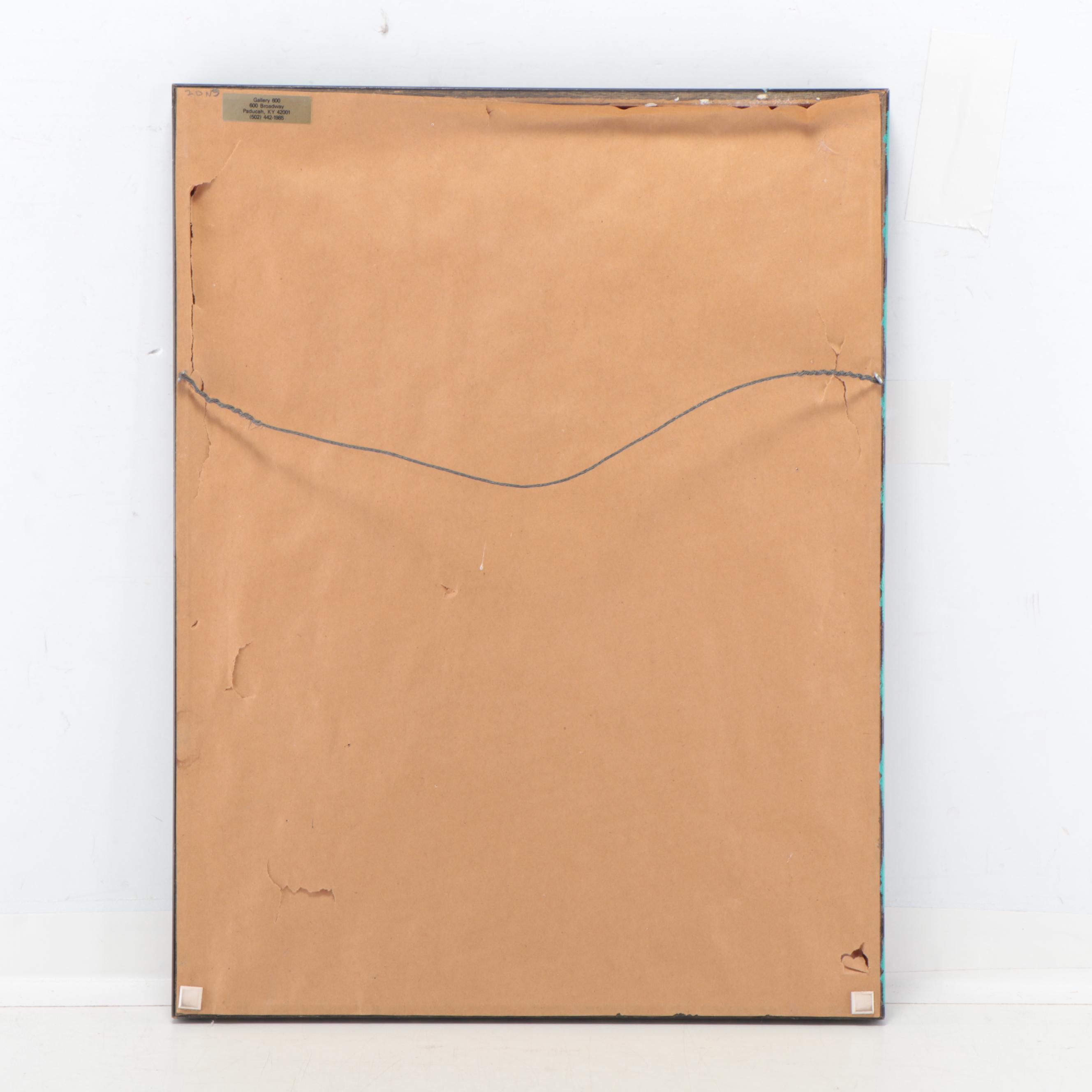 Joan Dance Outsider Art Ink Drawing "Man & Cross Saw," Late 20th Century