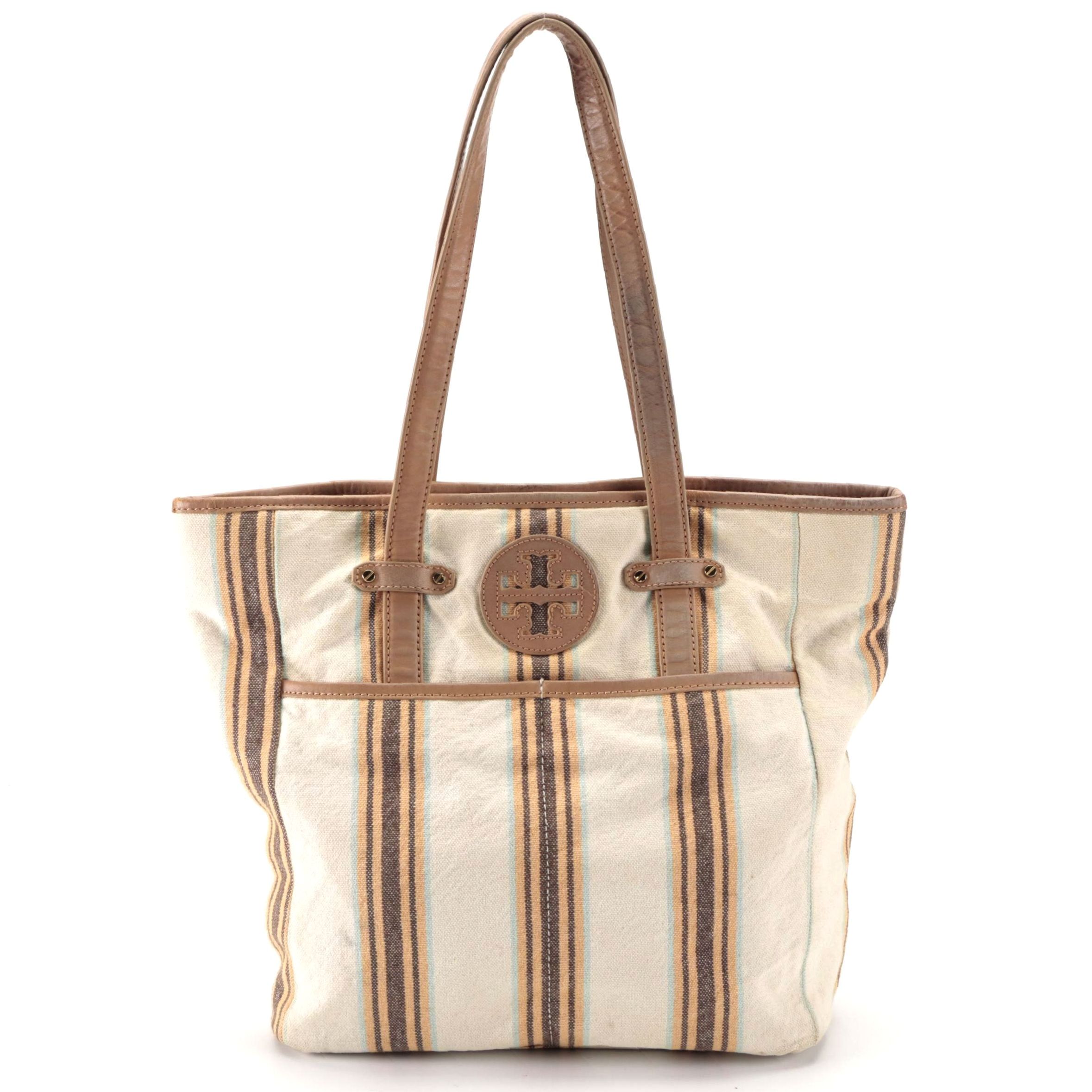 Tory Burch Tote Bag in Canvas and Leather Trim