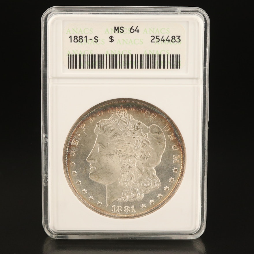 ANACS Graded MS64 1881-S Morgan Silver Dollar
