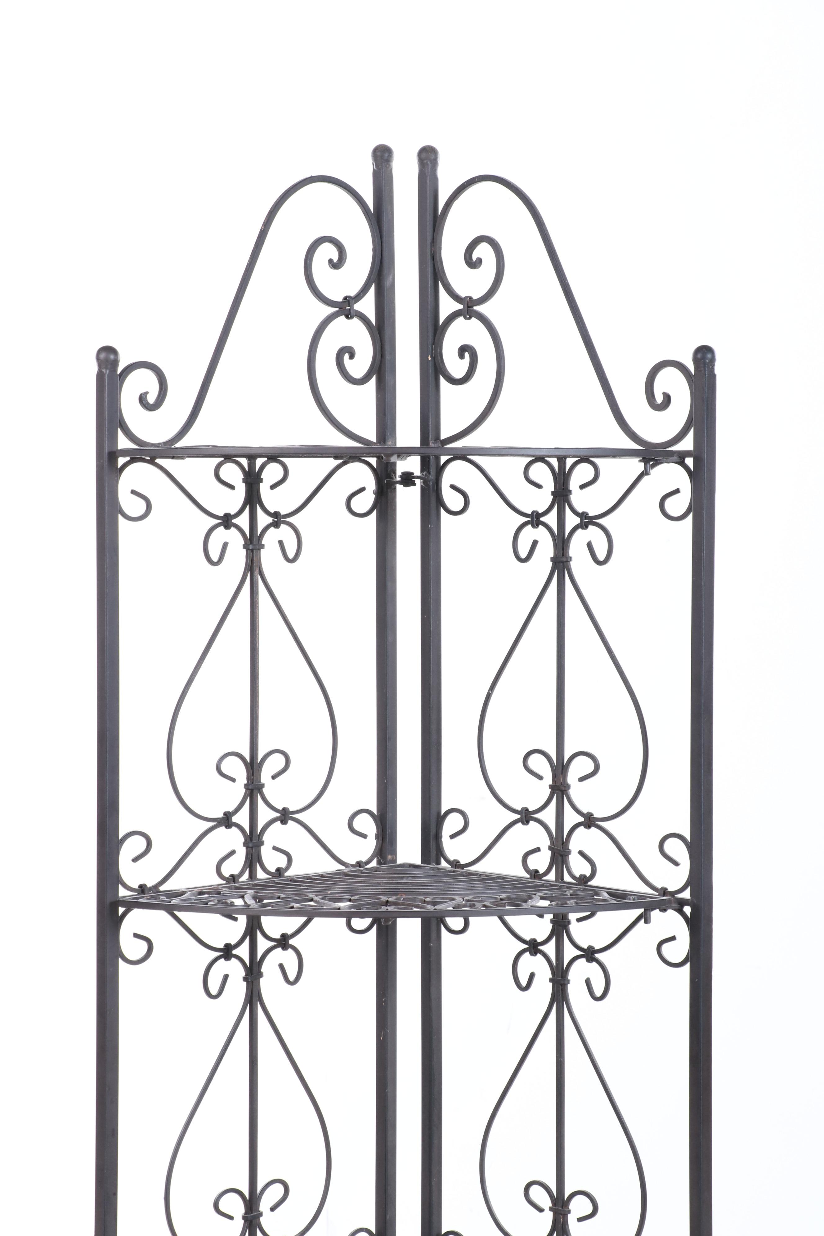 Folding Wrought Iron Corner Plant Stand