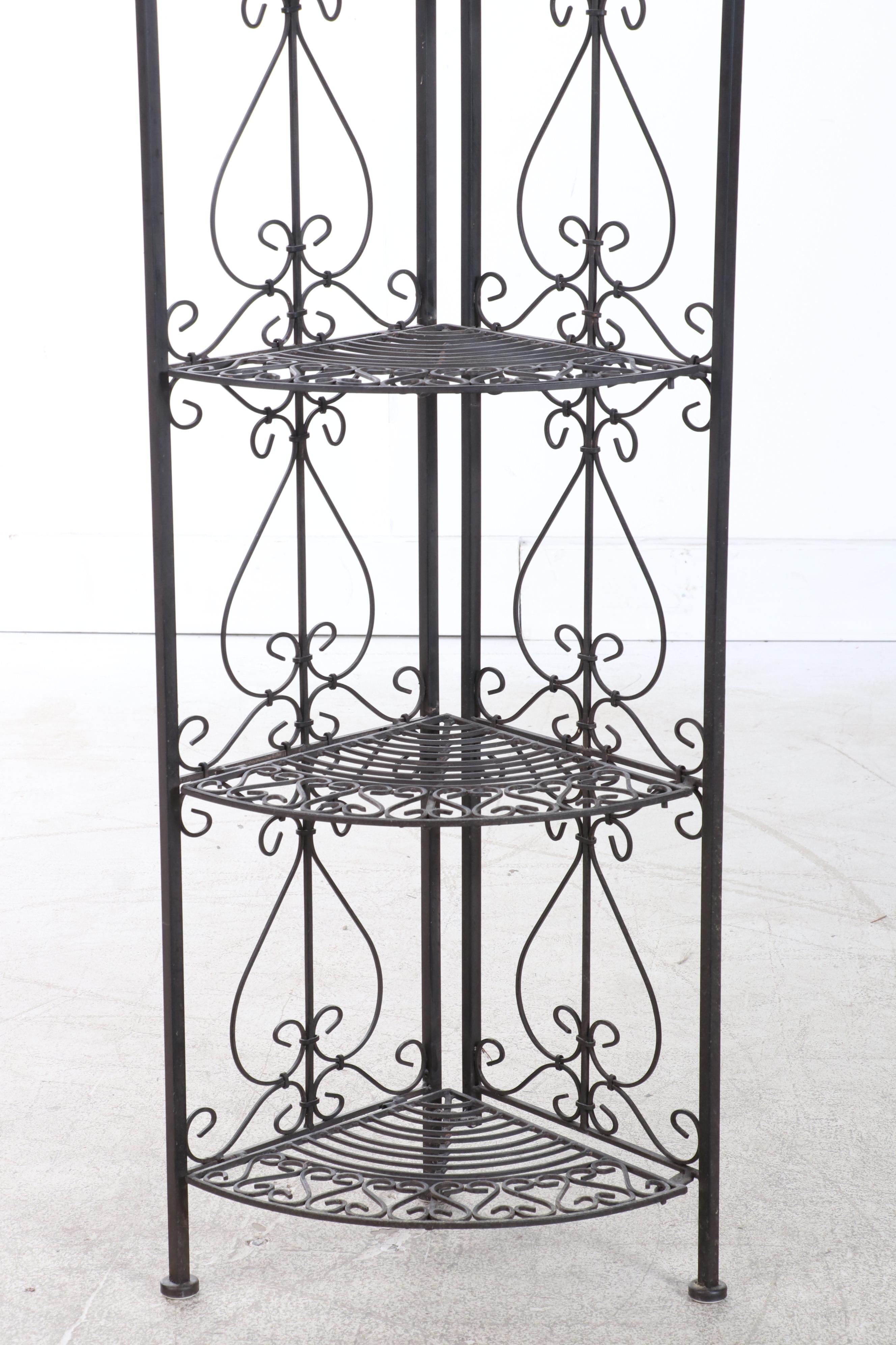 Folding Wrought Iron Corner Plant Stand