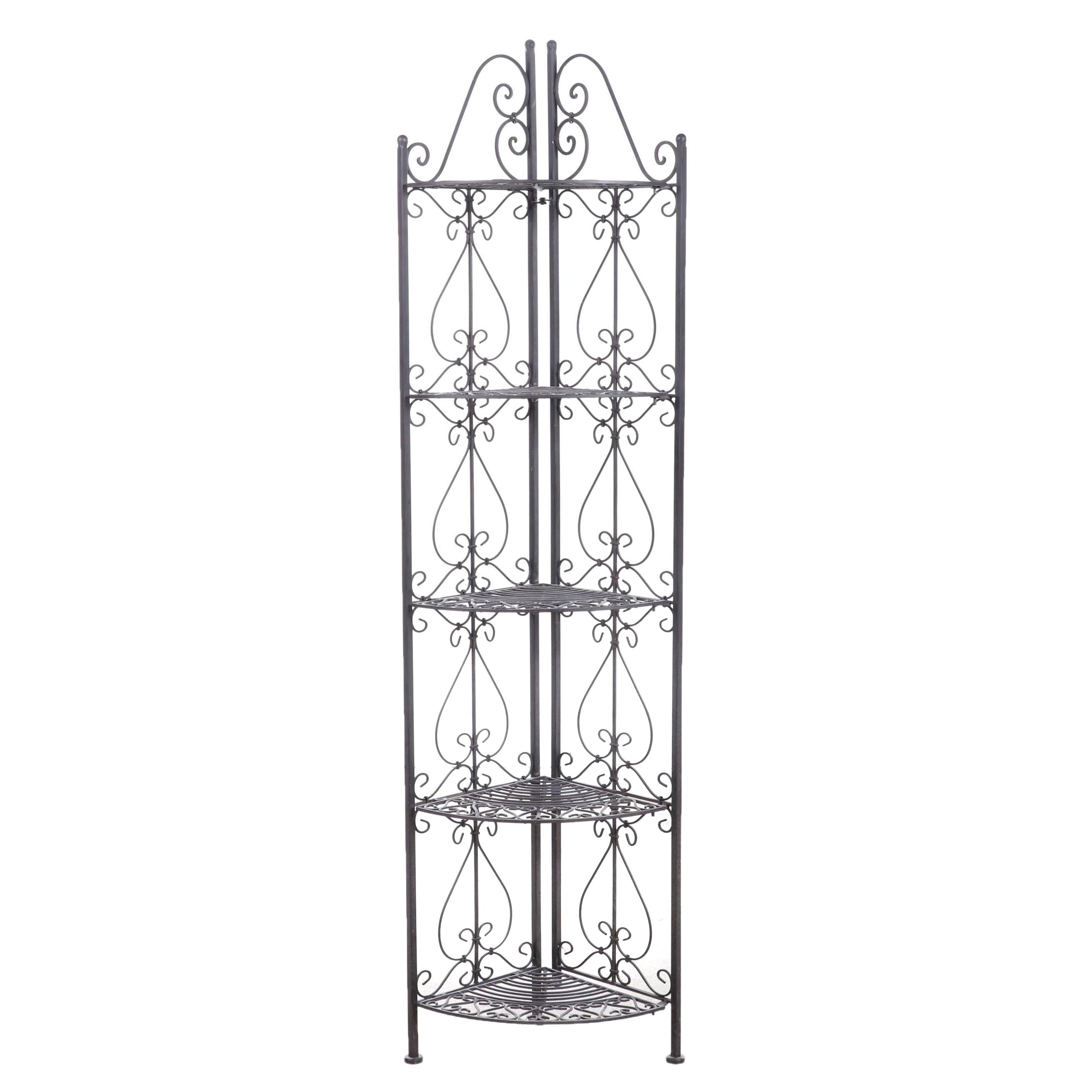 Folding Wrought Iron Corner Plant Stand