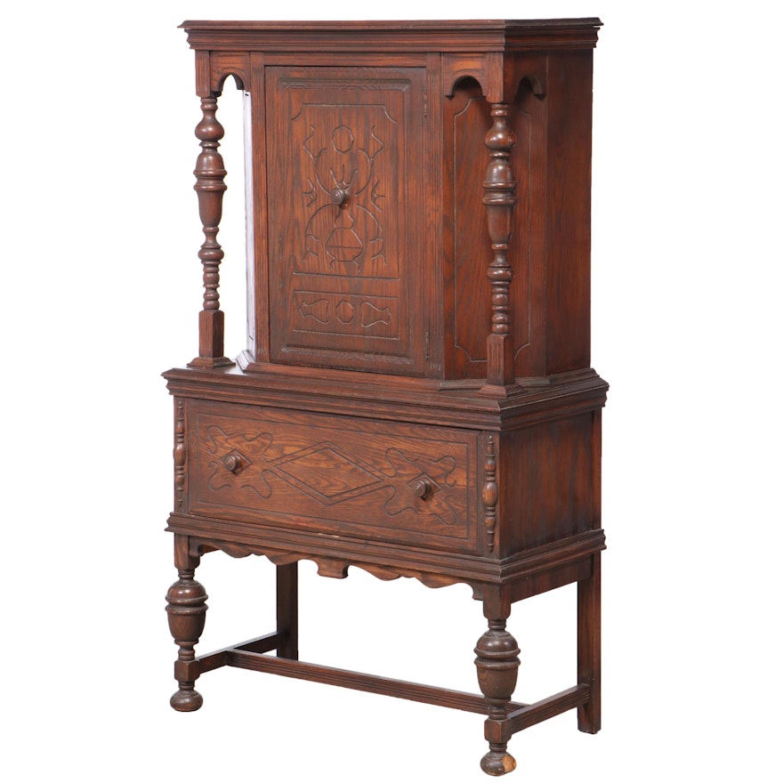 Jacobean Style Oak Court Cupboard, 1930s