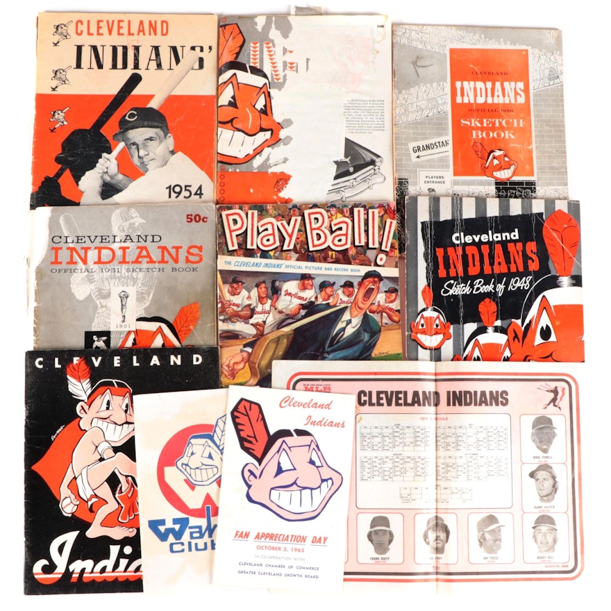 Cleveland Indians Sketch and Picture Books, Baseball Programs, More, 1940s–1970s