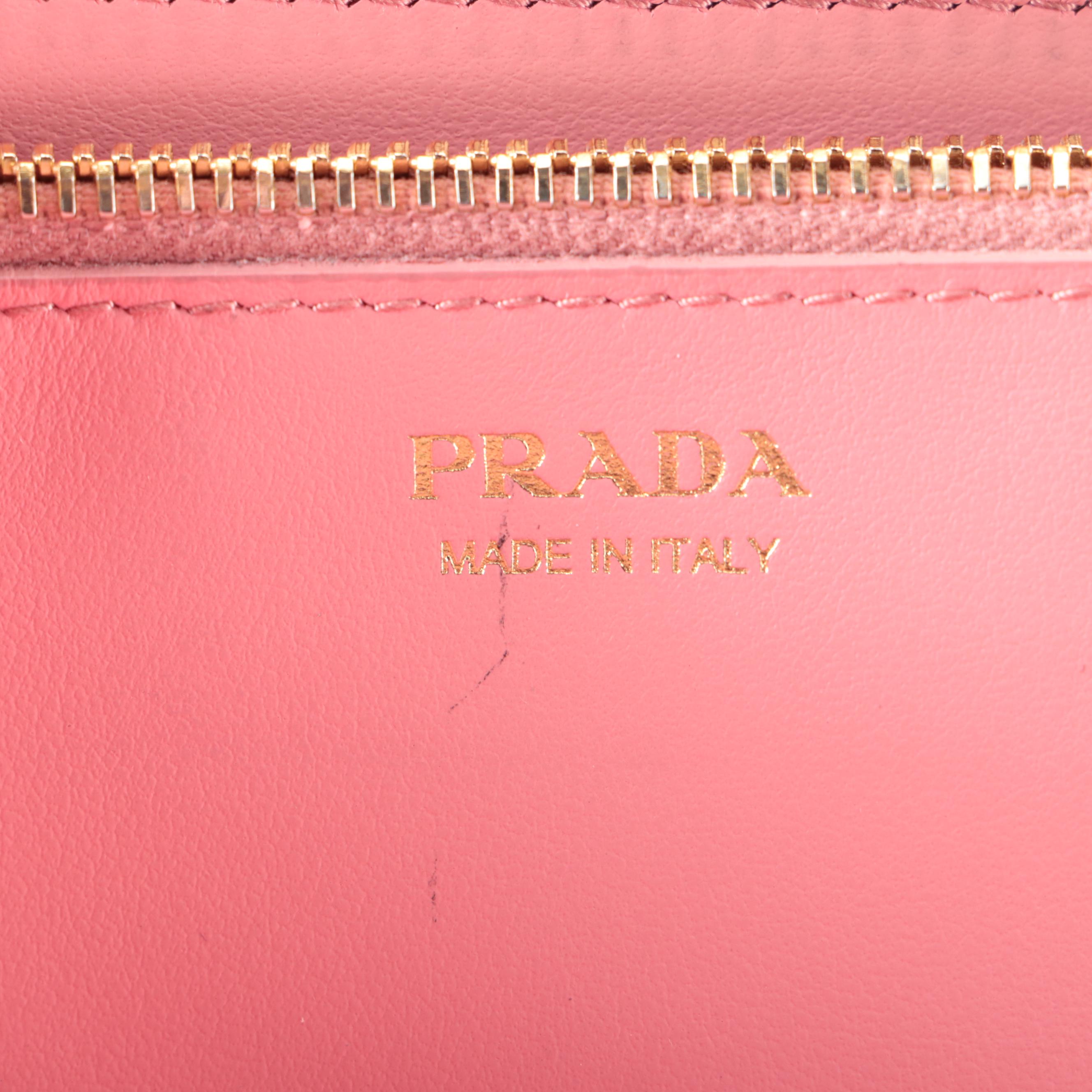 Prada Zip Around Wallet in Pink Grained Leather with Box