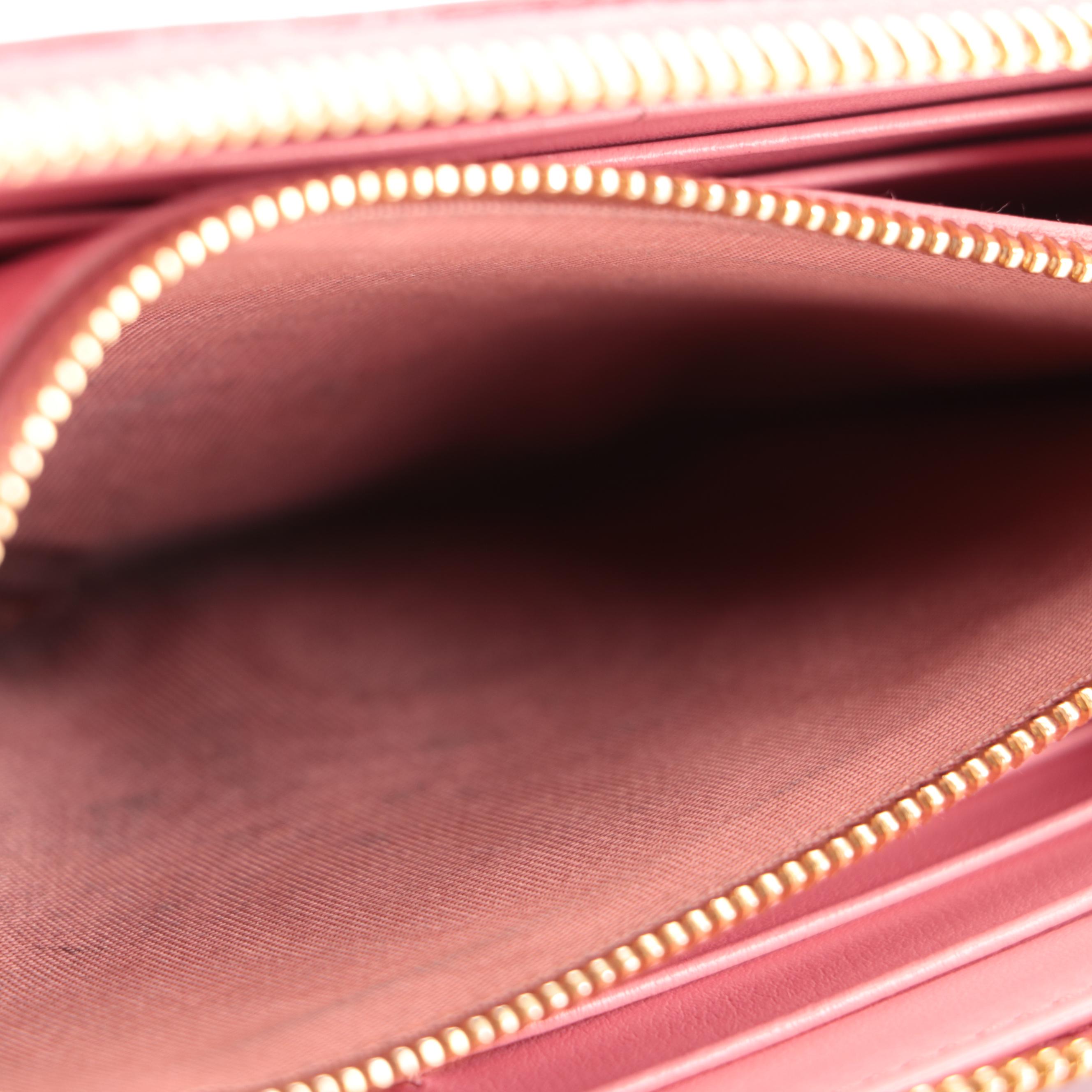 Prada Zip Around Wallet in Pink Grained Leather with Box