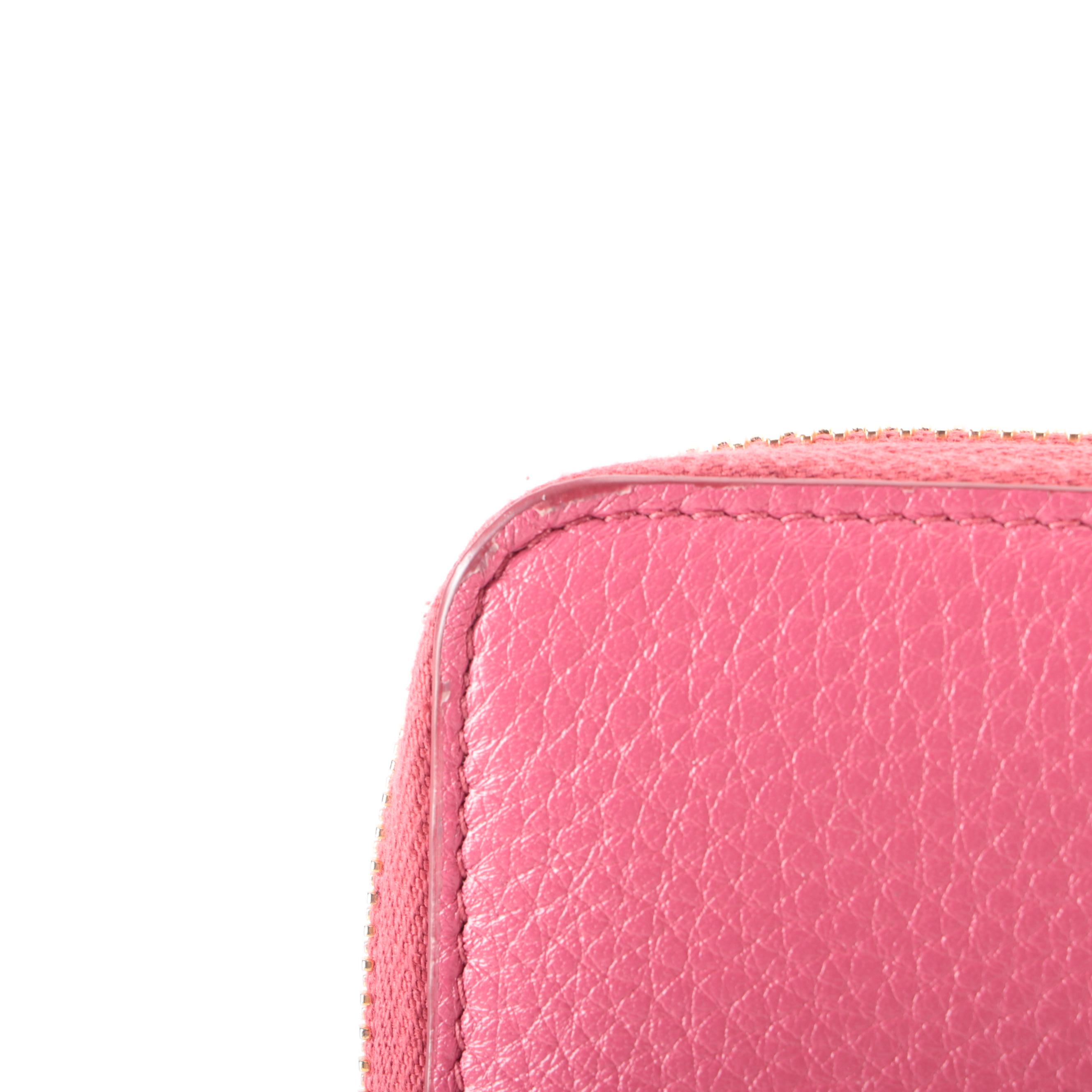 Prada Zip Around Wallet in Pink Grained Leather with Box