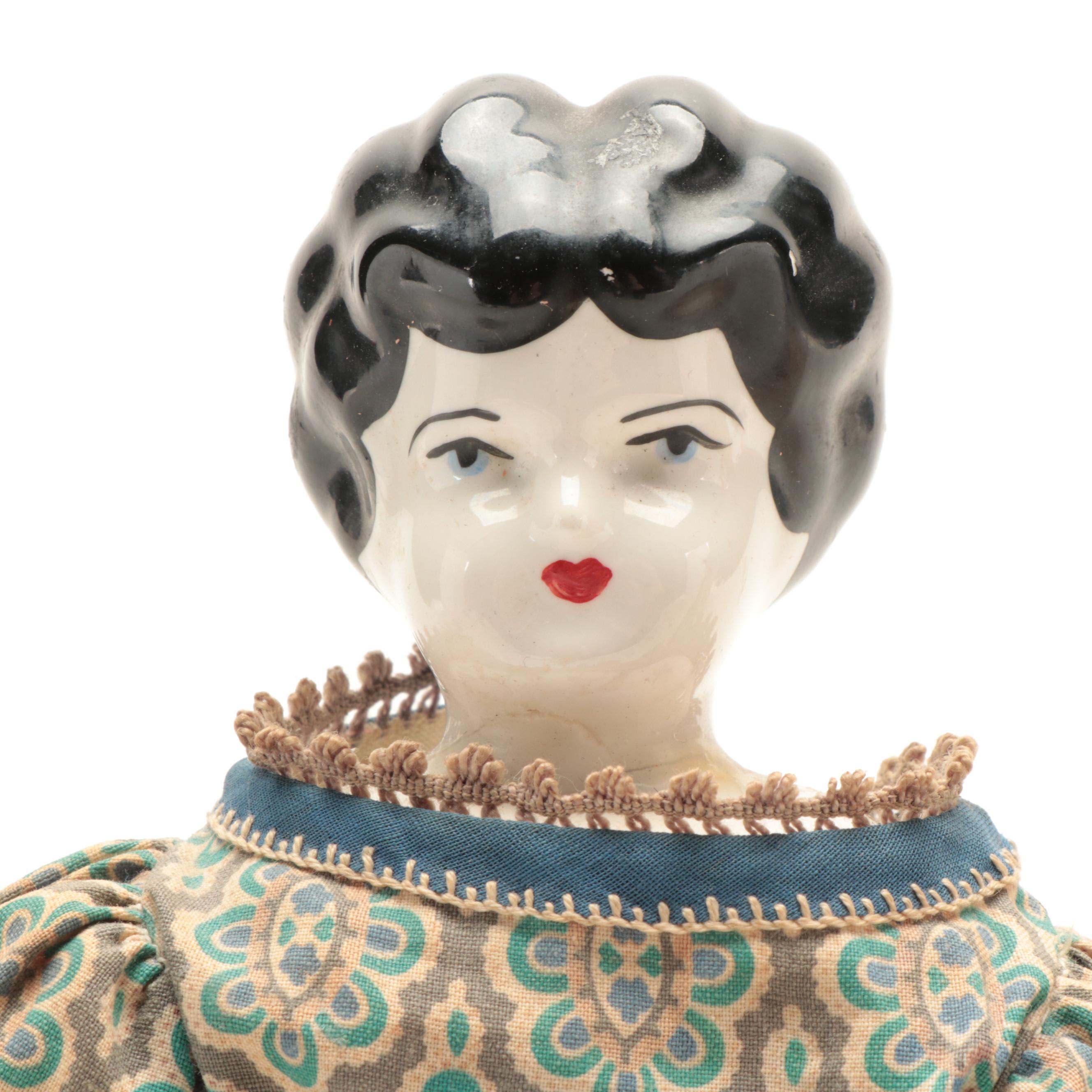Low Brow China Head Dolls with Cloth Bodies