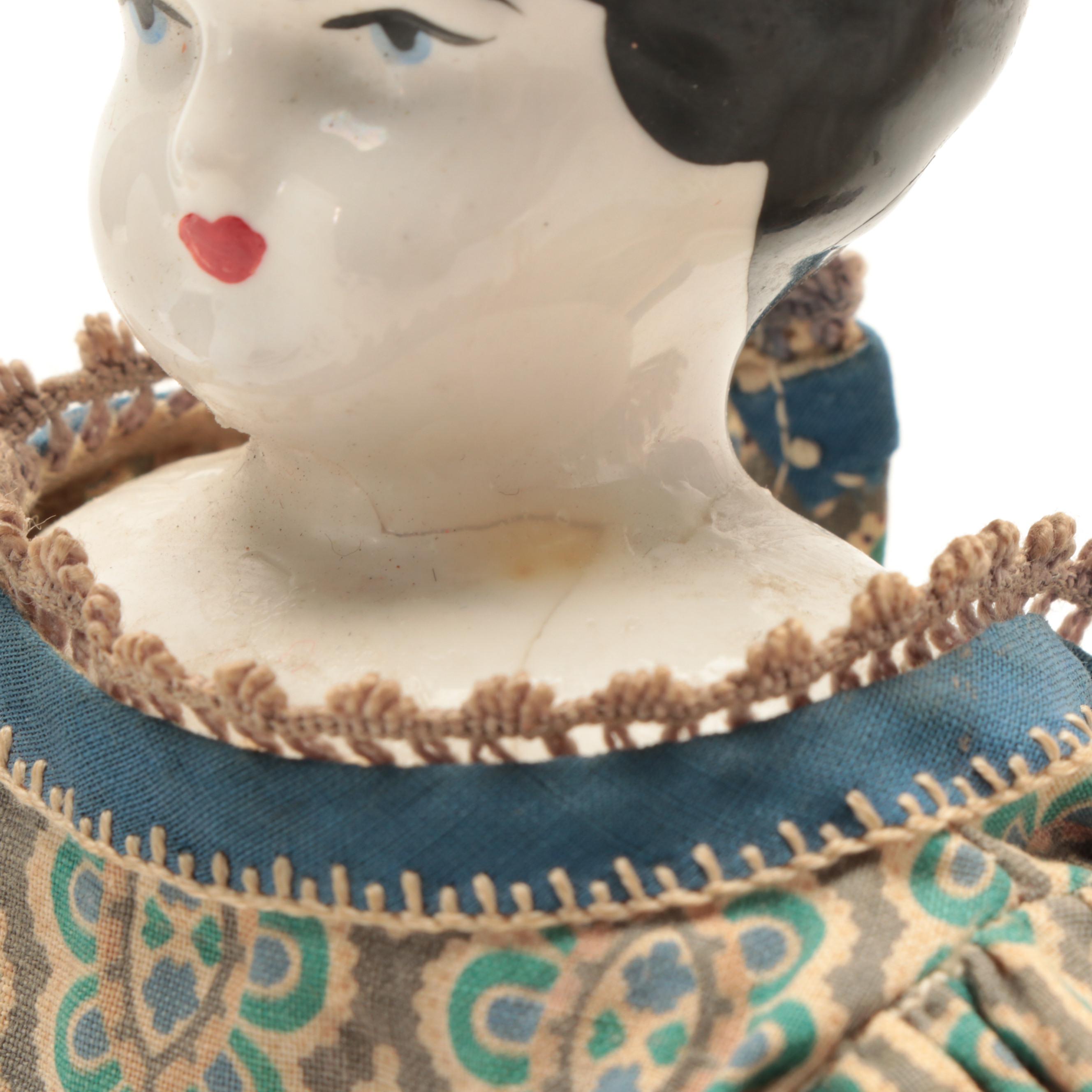 Low Brow China Head Dolls with Cloth Bodies