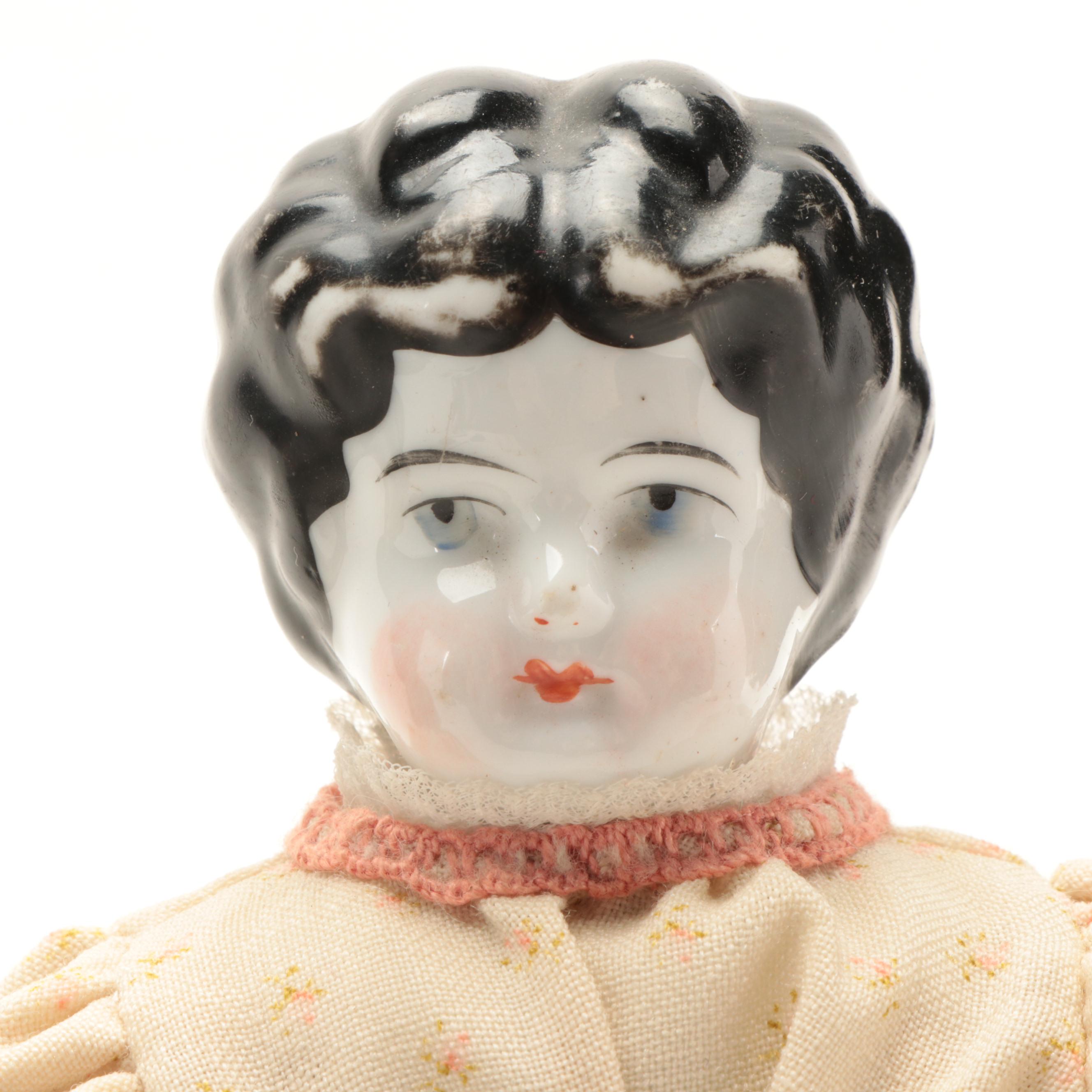 Low Brow China Head Dolls with Cloth Bodies