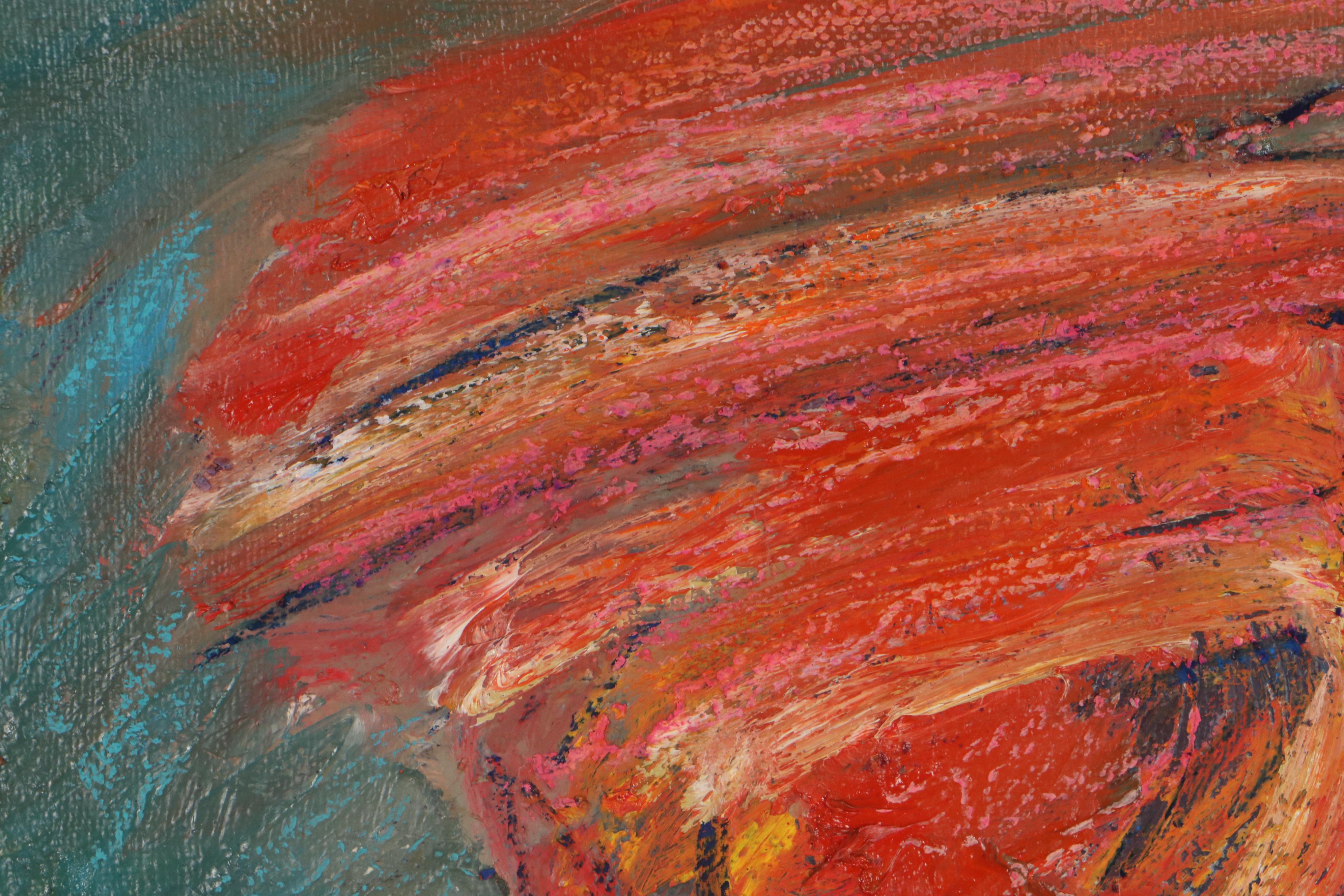 Sarah Roush Abstract Oil Painting, Late 20th Century