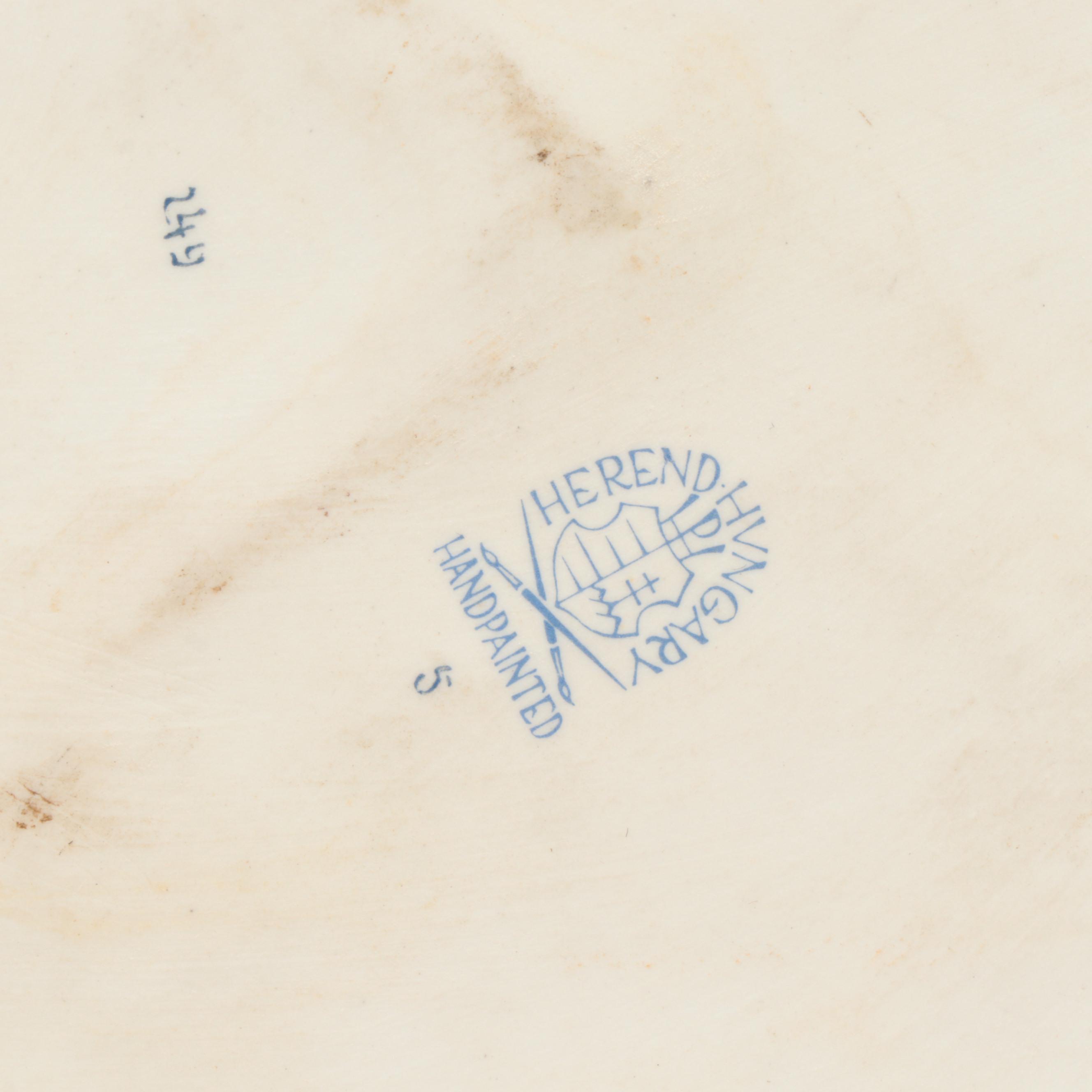 Herend Blue Fishnet with Gold "Pair of Ducks" Porcelain Figurine