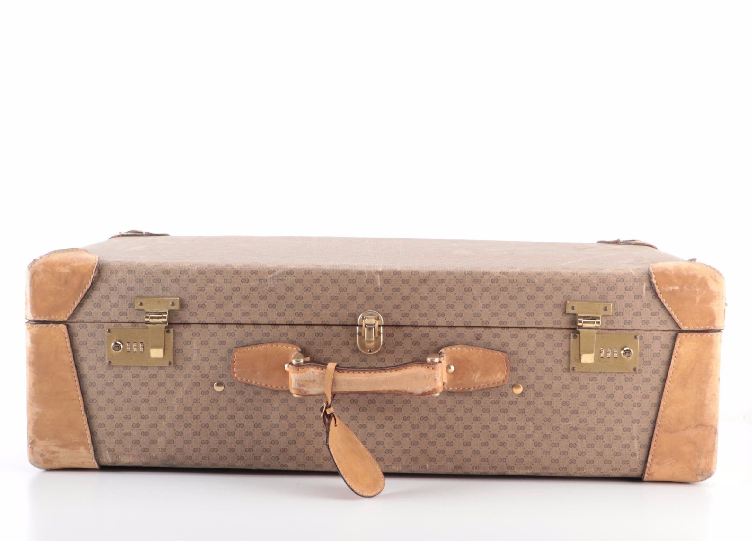 Gucci Hard-Side Large Suitcase in MicroGuccissima Supreme Canvas and Leather