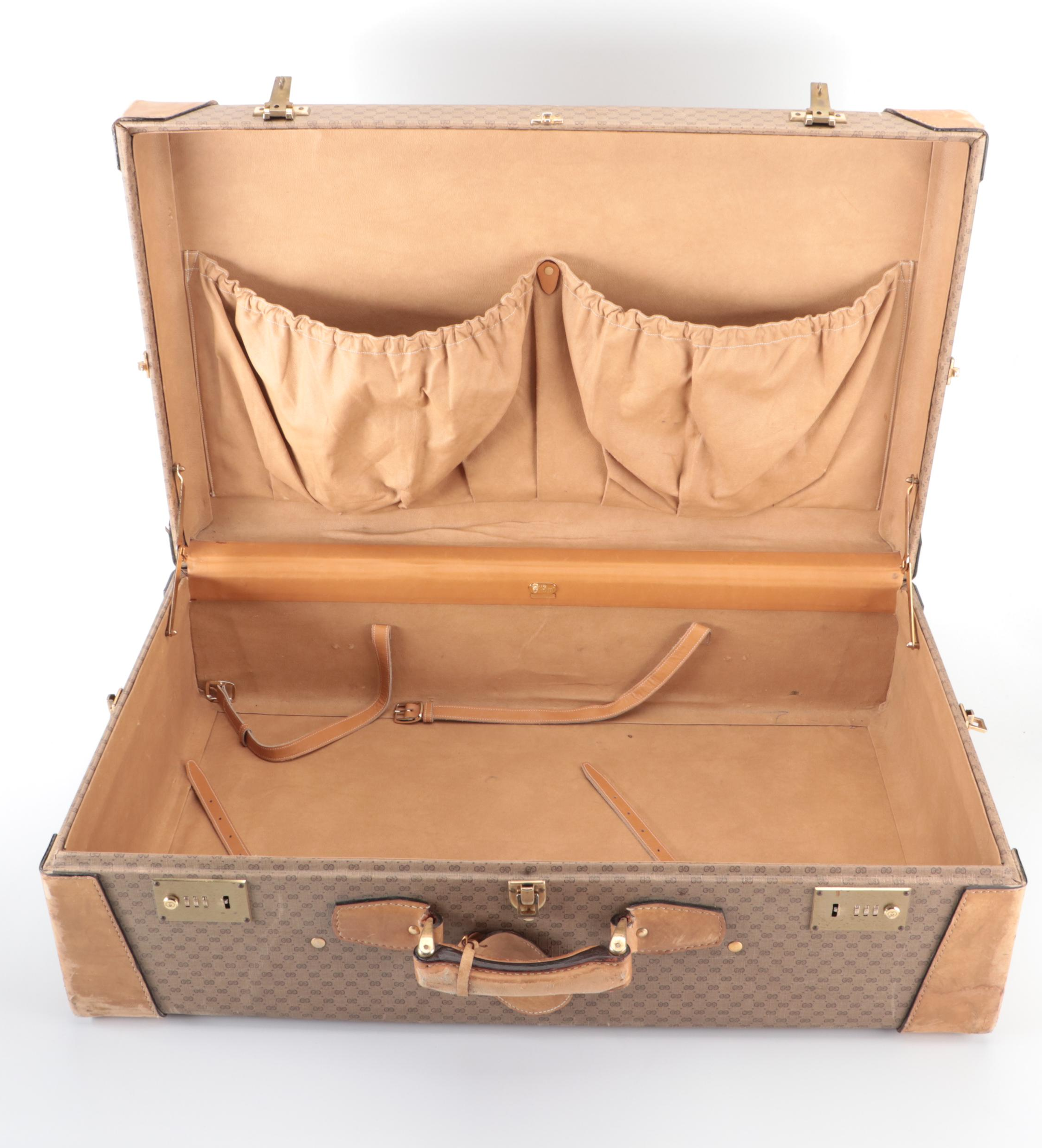 Gucci Hard-Side Large Suitcase in MicroGuccissima Supreme Canvas and Leather