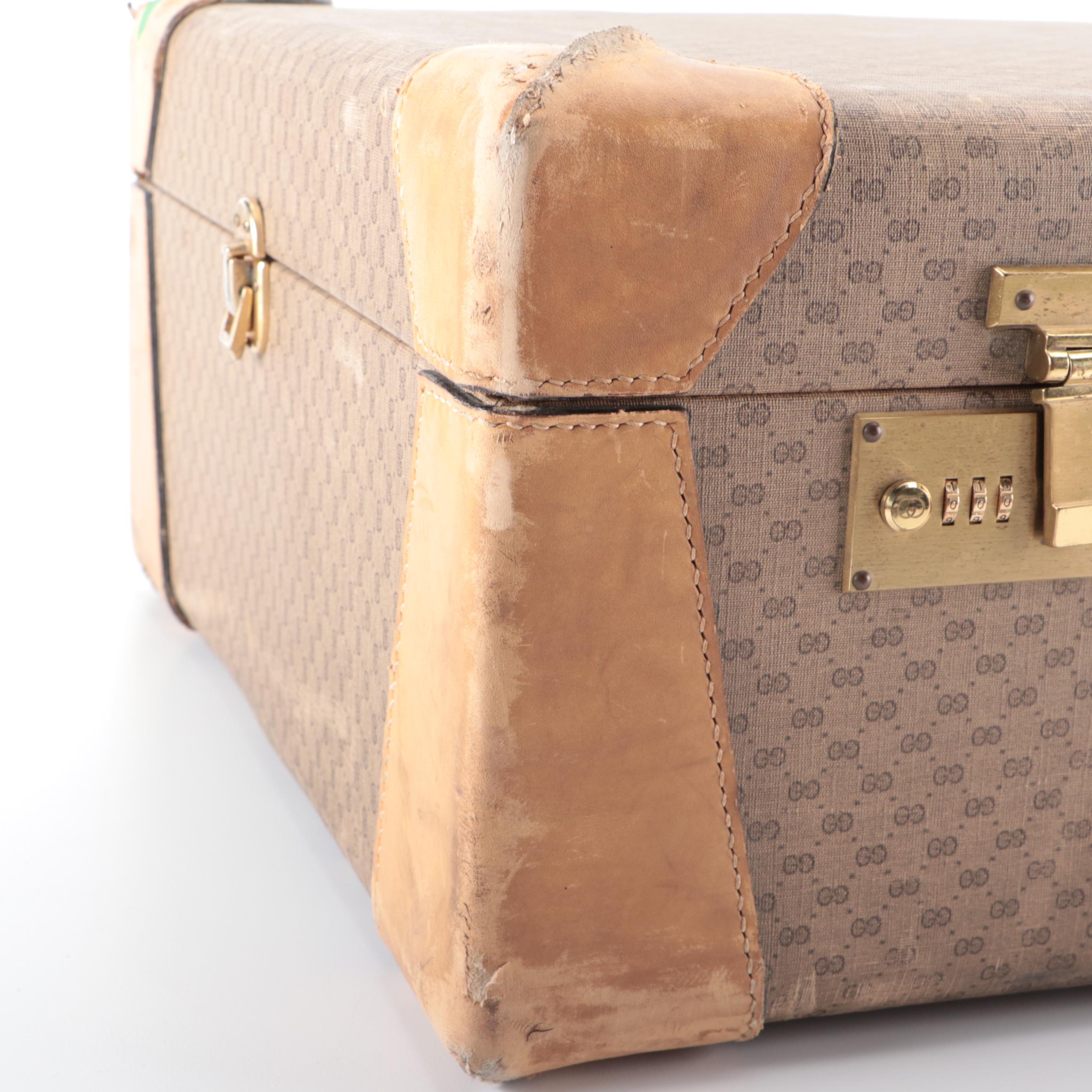 Gucci Hard-Side Large Suitcase in MicroGuccissima Supreme Canvas and Leather