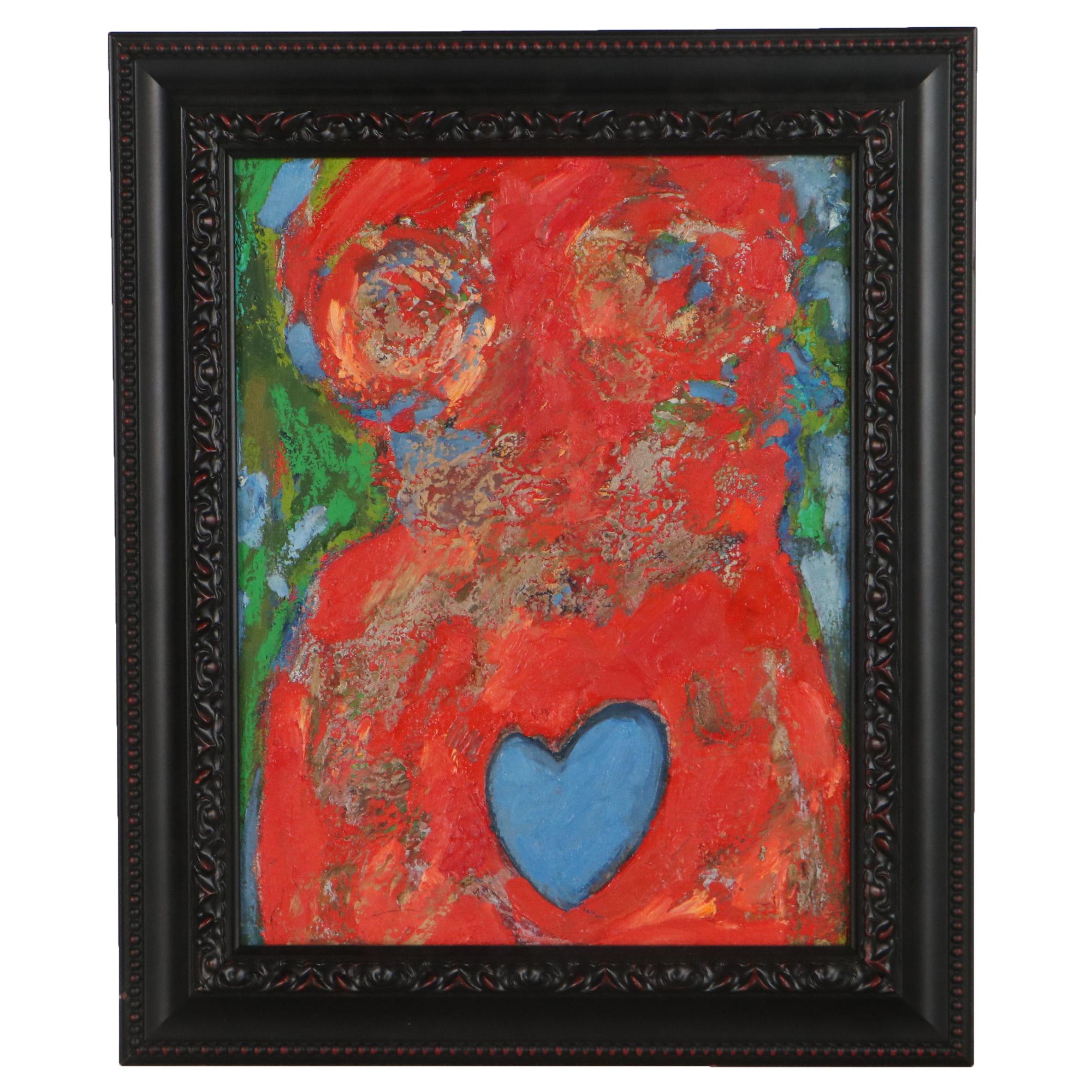 Sarah Roush Abstract Oil Painting, Late 20th Century