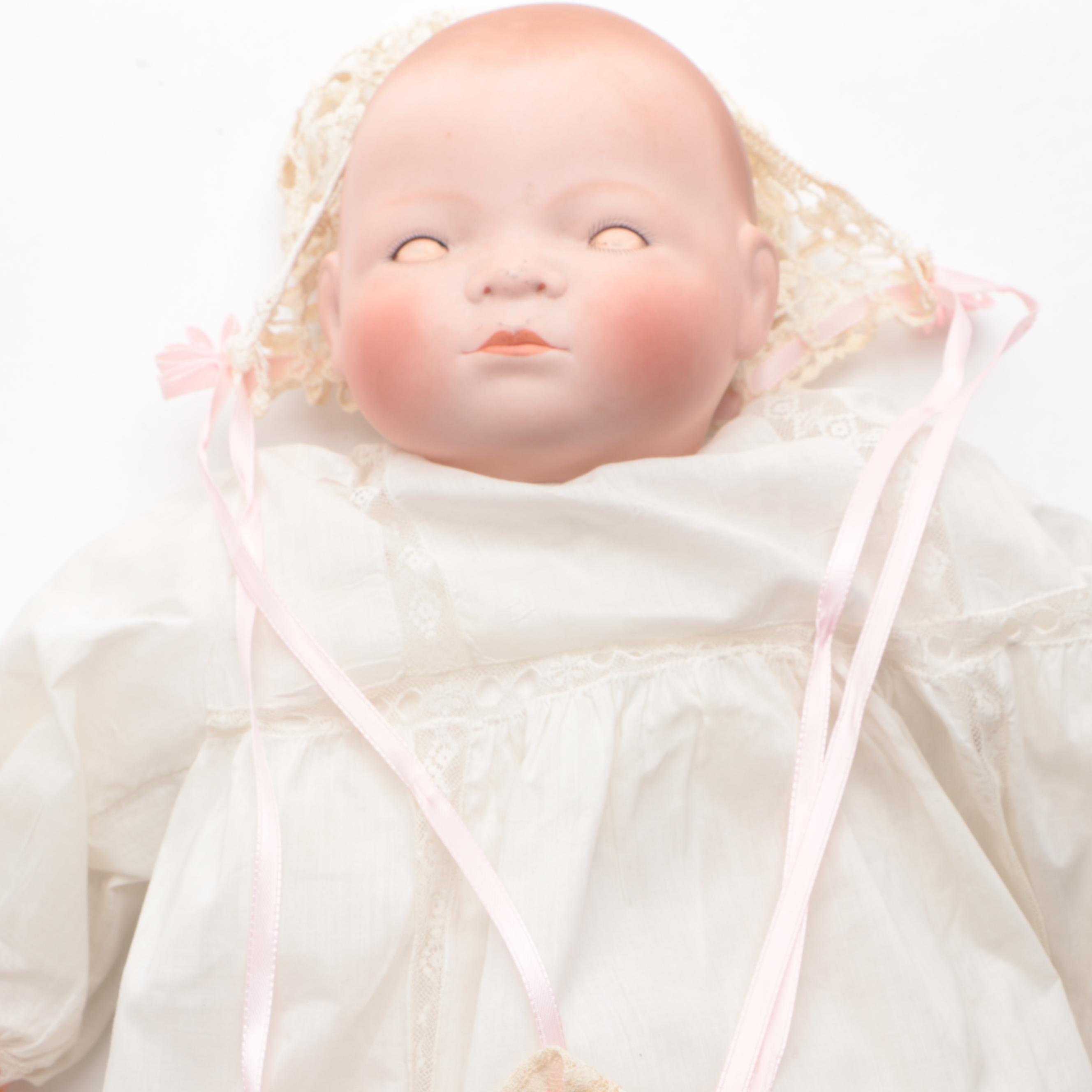 Grace S. Putnam Bisque Head Sleepy Eyes Baby Dolls, Early 20th Century