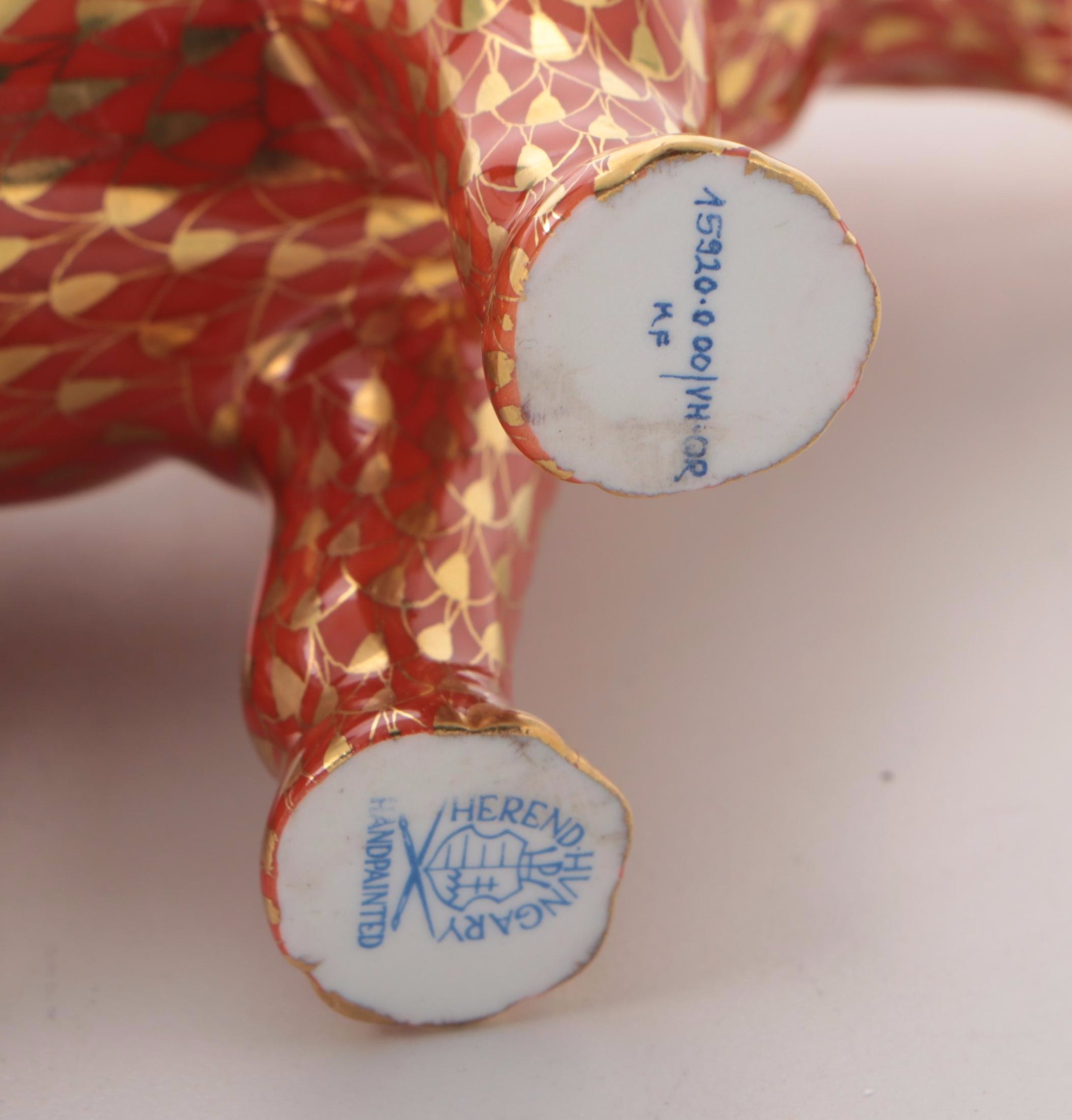 Herend Gold Fishnet and Rust "Elephant Luck" Porcelain Figurine
